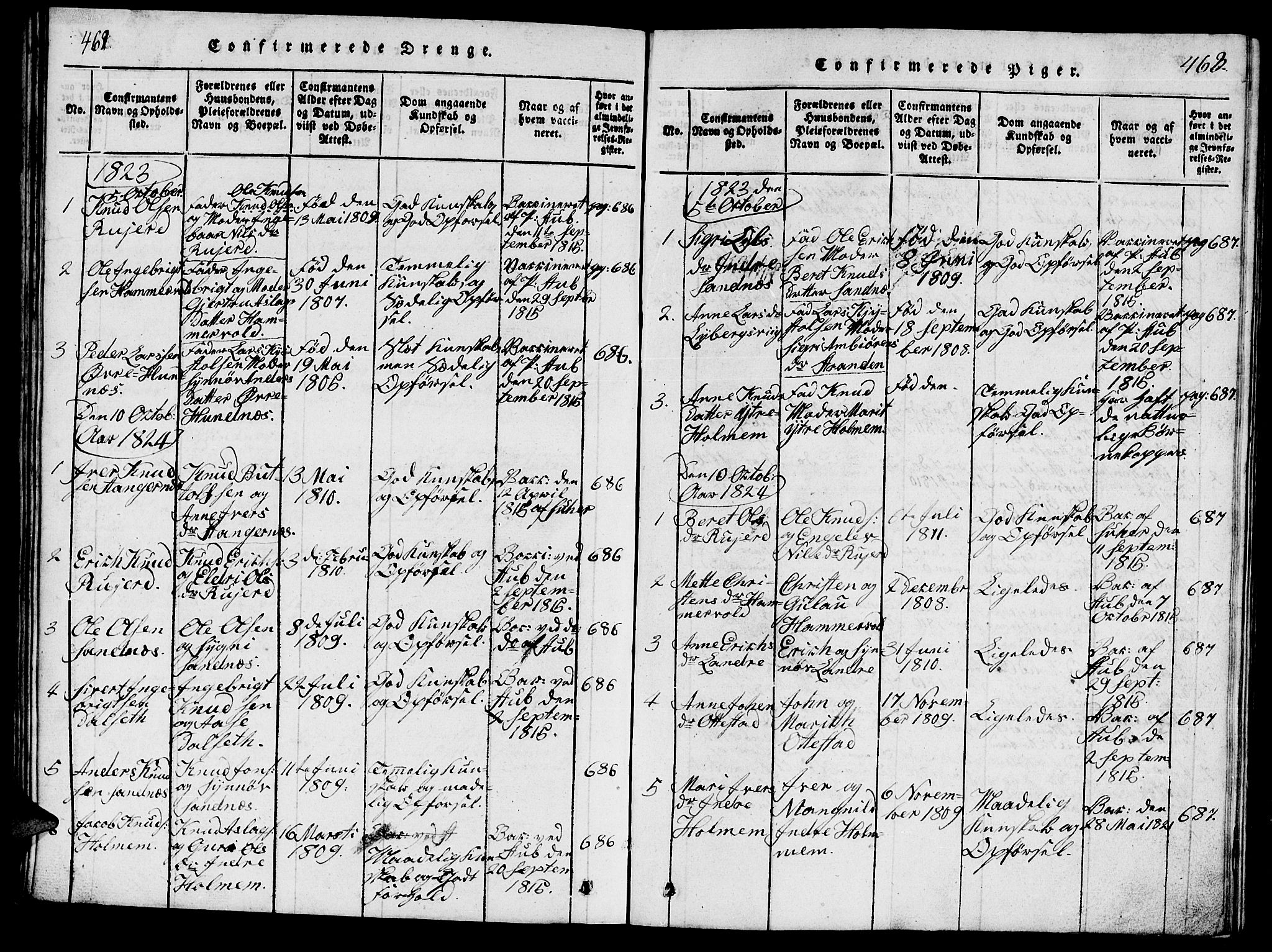 Ministerialprotokoller, klokkerbøker og fødselsregistre - Møre og Romsdal, AV/SAT-A-1454/548/L0613: Parish register (copy) no. 548C01, 1818-1846, p. 462-463