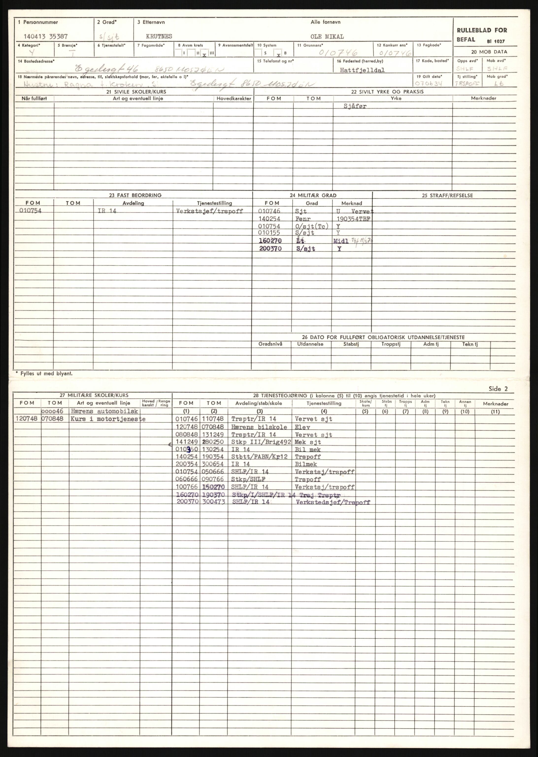 Forsvaret, Sør-Hålogaland landforsvar, AV/RA-RAFA-2552/P/Pa/L0302: Personellmapper for slettet personell, yrkesbefal og vernepliktig befal, født 1913-1916, 1932-1976, p. 95