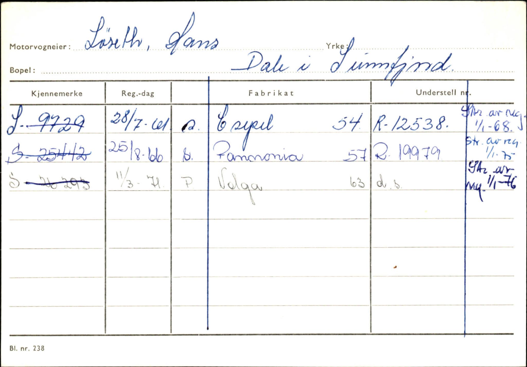 Statens vegvesen, Sogn og Fjordane vegkontor, AV/SAB-A-5301/4/F/L0125: Eigarregister Sogndal V-Å. Aurland A-Å. Fjaler A-N, 1945-1975, p. 2520