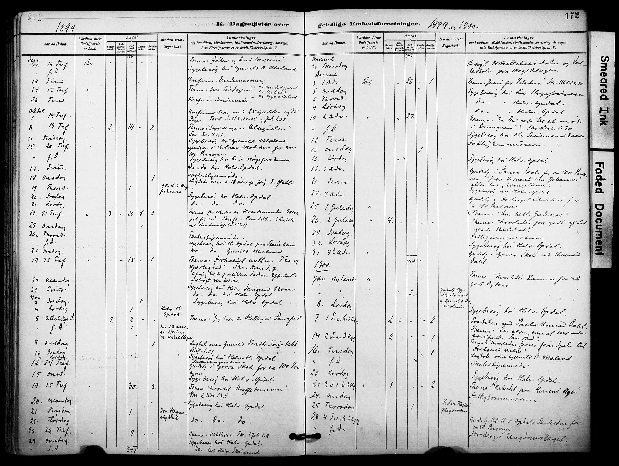 Bø kirkebøker, SAKO/A-257/F/Fa/L0011: Parish register (official) no. 11, 1892-1900, p. 172