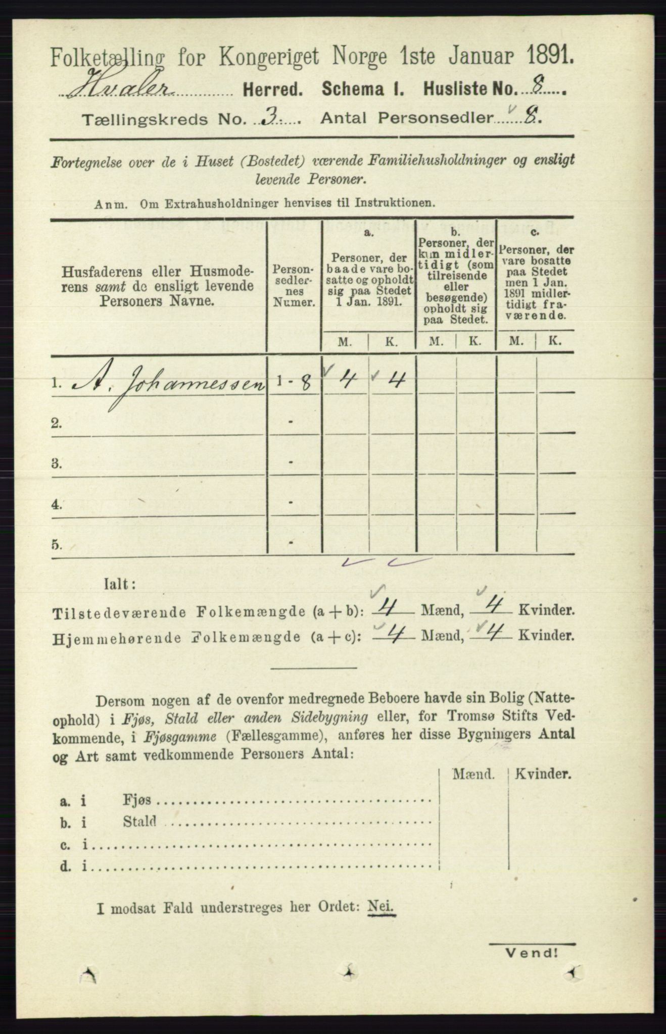 RA, 1891 census for 0111 Hvaler, 1891, p. 1747