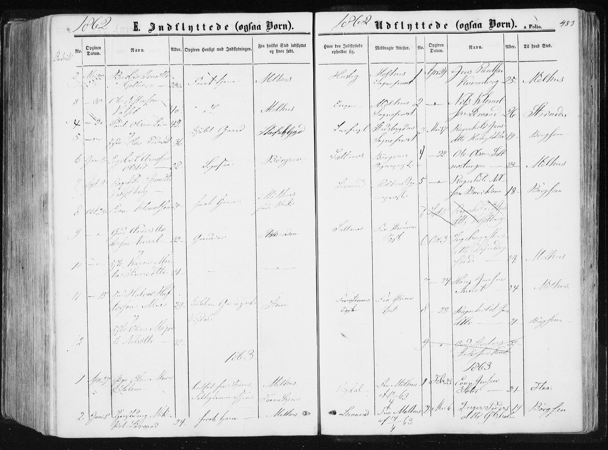 Ministerialprotokoller, klokkerbøker og fødselsregistre - Sør-Trøndelag, AV/SAT-A-1456/612/L0377: Parish register (official) no. 612A09, 1859-1877, p. 483