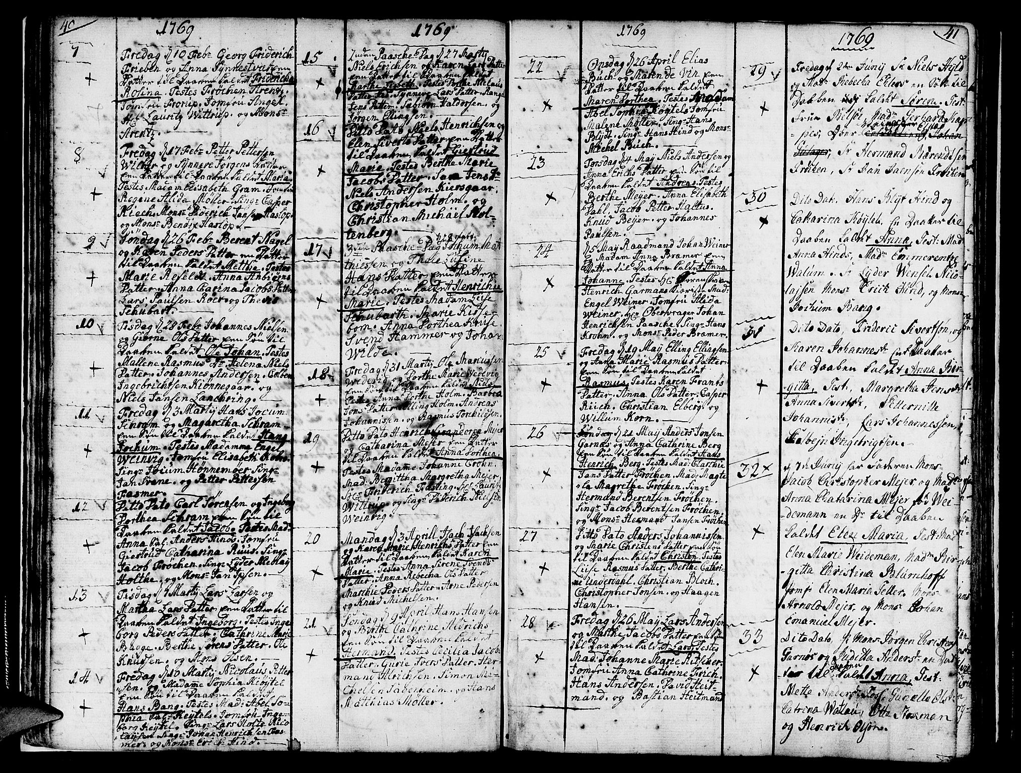 Nykirken Sokneprestembete, AV/SAB-A-77101/H/Haa/L0004: Parish register (official) no. A 4, 1765-1775, p. 40-41