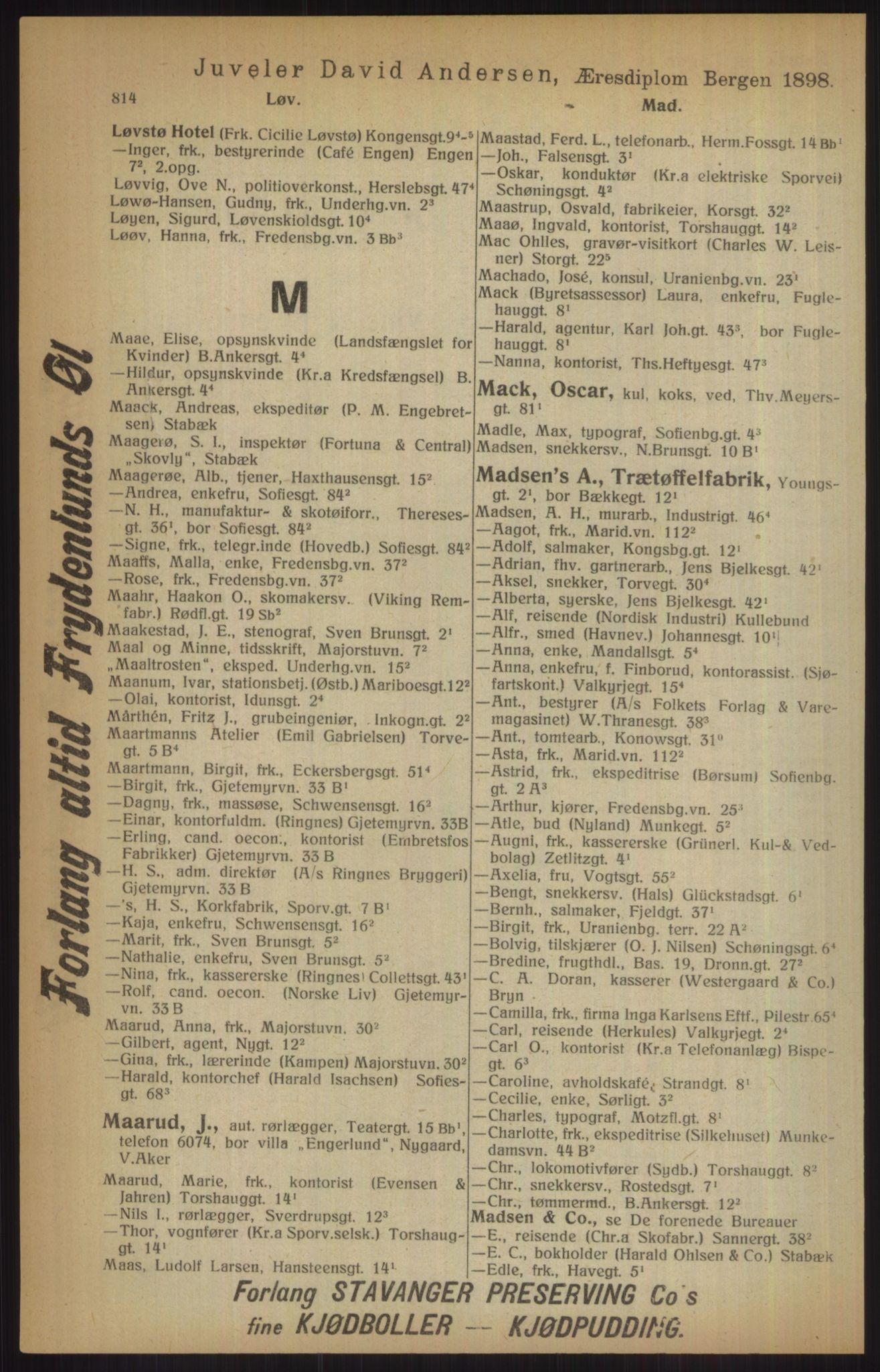 Kristiania/Oslo adressebok, PUBL/-, 1915, p. 814