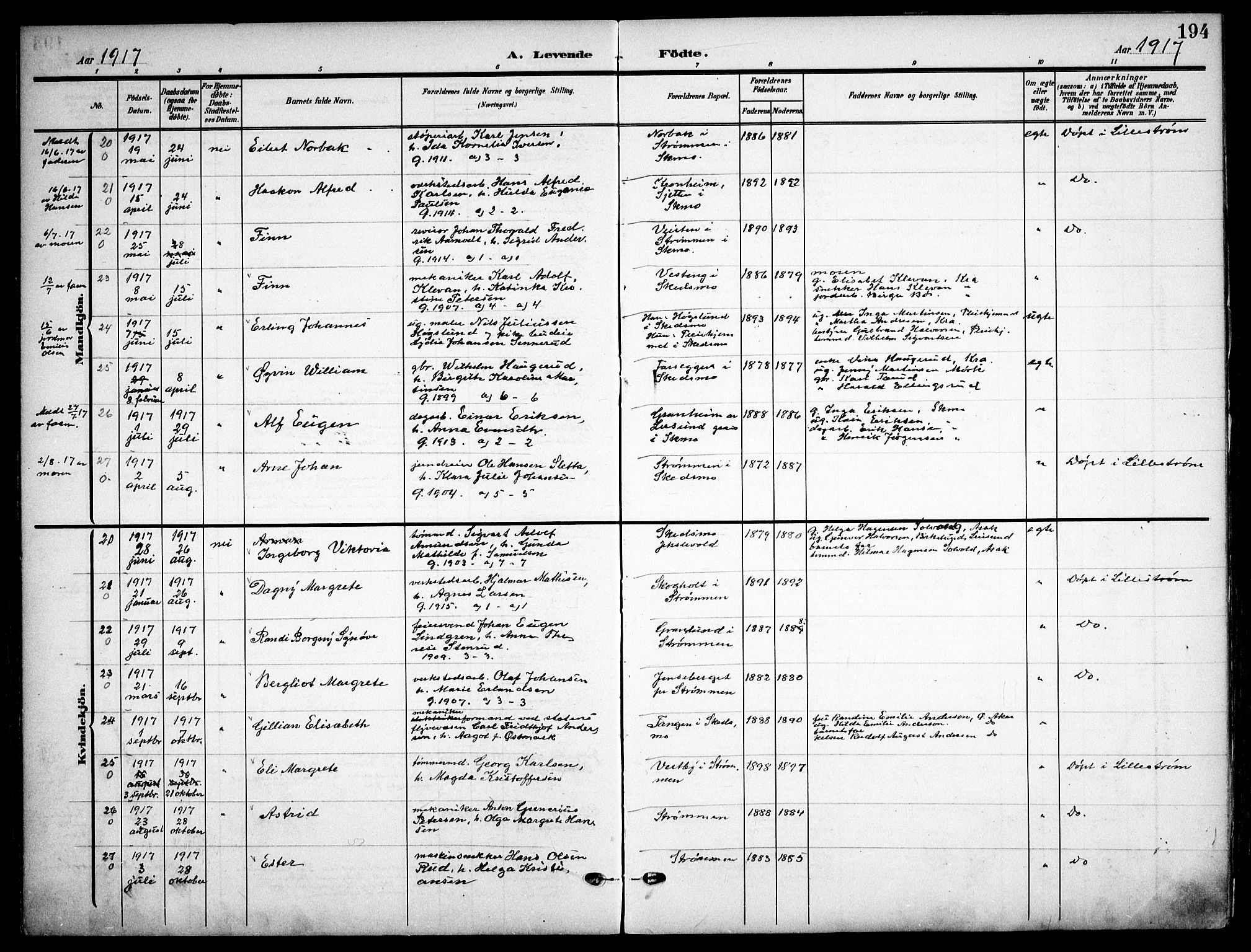 Skedsmo prestekontor Kirkebøker, AV/SAO-A-10033a/F/Fa/L0015: Parish register (official) no. I 15, 1902-1917, p. 194