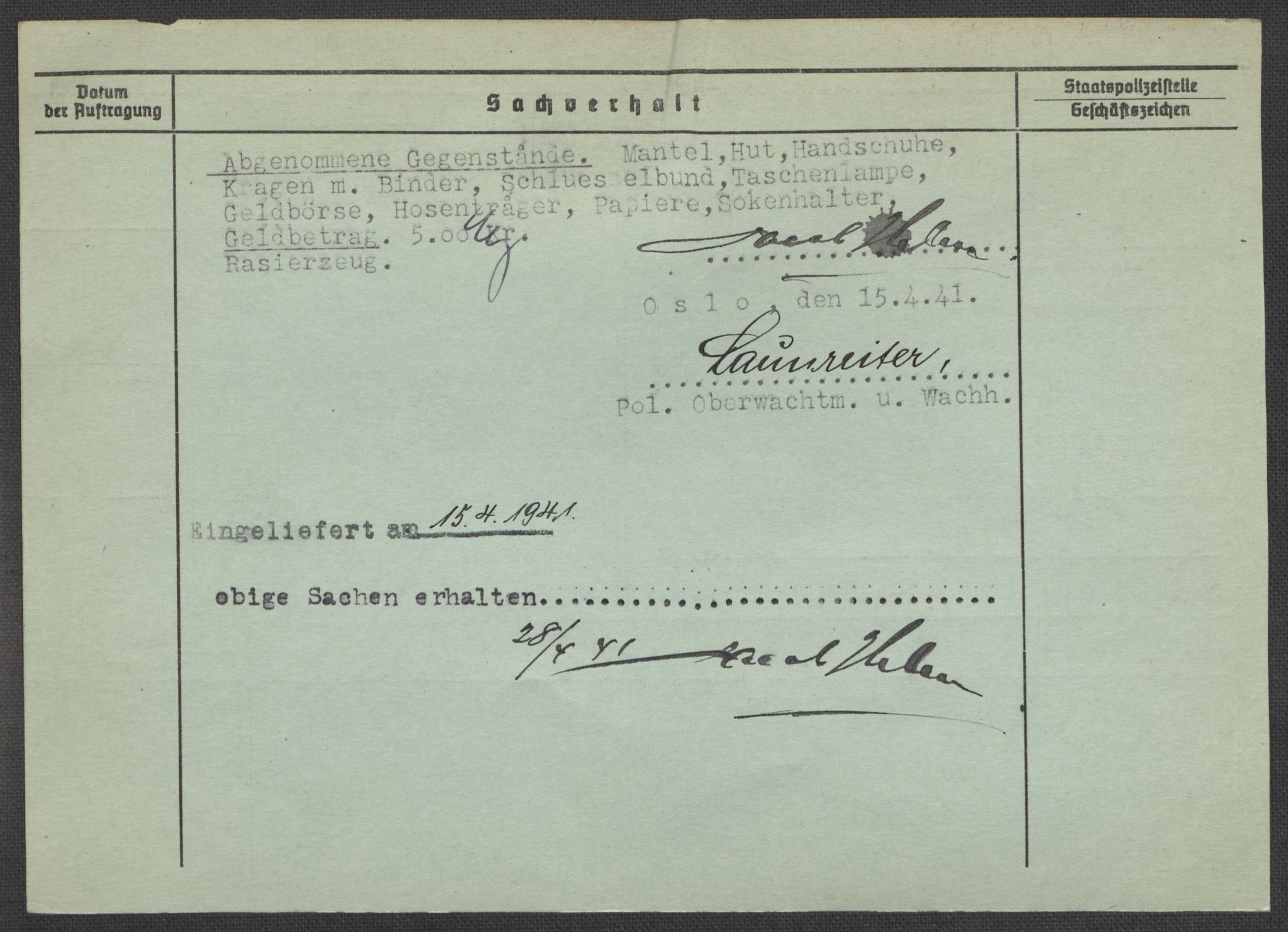 Befehlshaber der Sicherheitspolizei und des SD, AV/RA-RAFA-5969/E/Ea/Eaa/L0005: Register over norske fanger i Møllergata 19: Hø-Kj, 1940-1945, p. 117