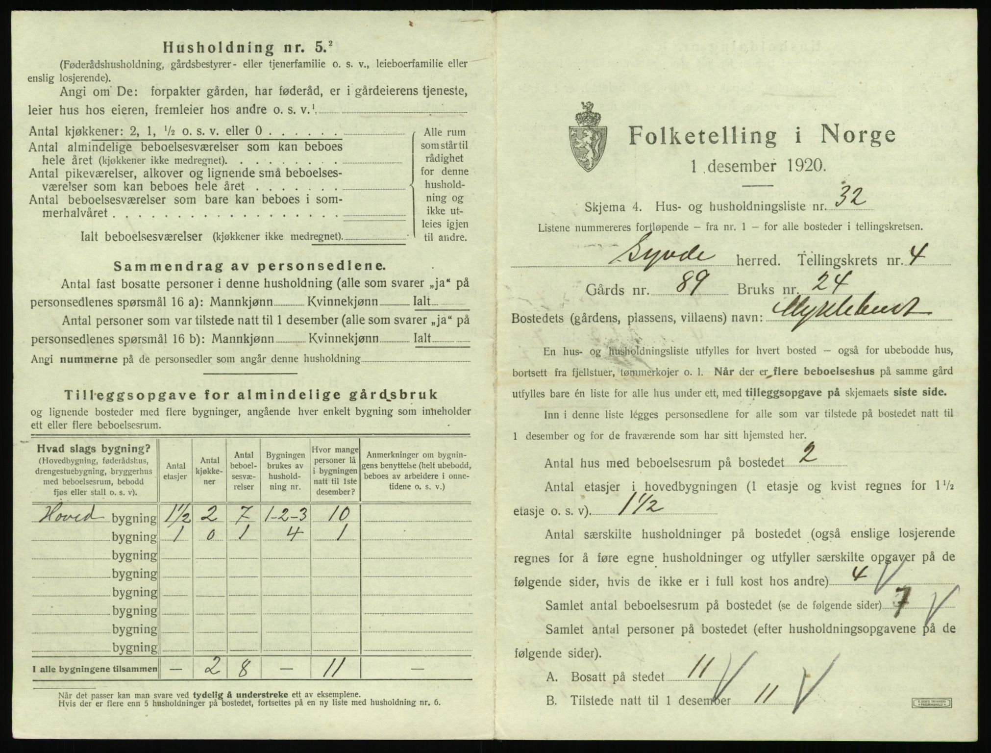 SAT, 1920 census for Syvde, 1920, p. 242