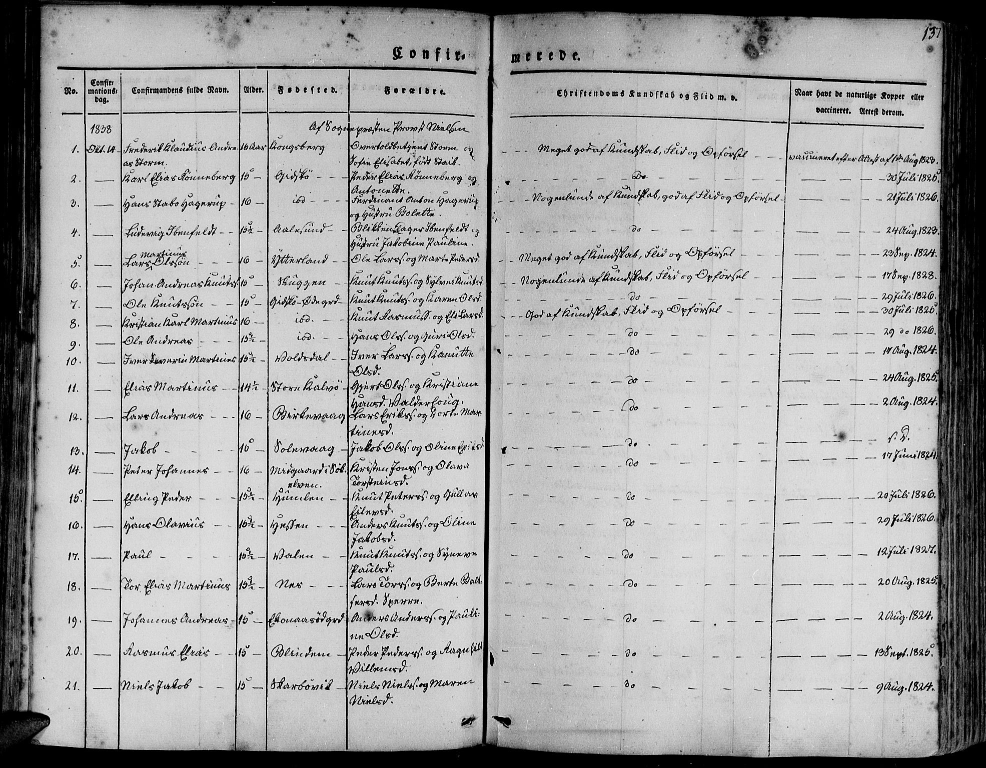 Ministerialprotokoller, klokkerbøker og fødselsregistre - Møre og Romsdal, AV/SAT-A-1454/528/L0395: Parish register (official) no. 528A06, 1828-1839, p. 137