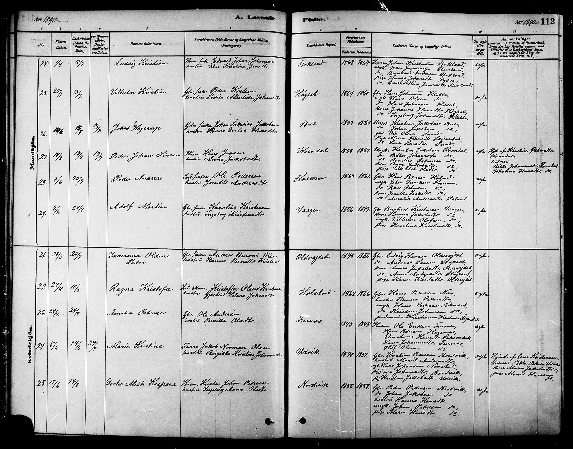 Ministerialprotokoller, klokkerbøker og fødselsregistre - Nordland, SAT/A-1459/852/L0740: Parish register (official) no. 852A10, 1878-1894, p. 112