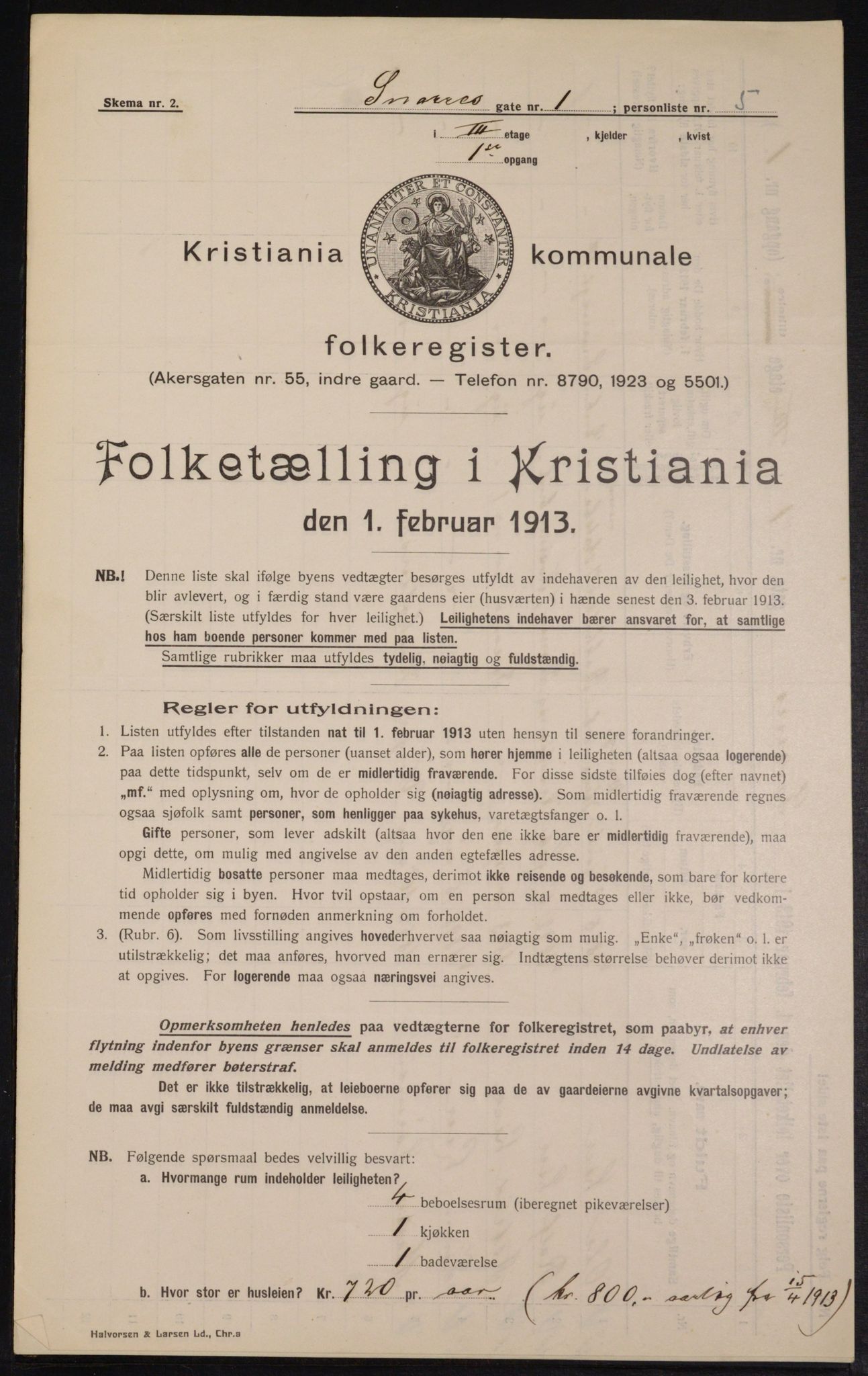 OBA, Municipal Census 1913 for Kristiania, 1913, p. 98126