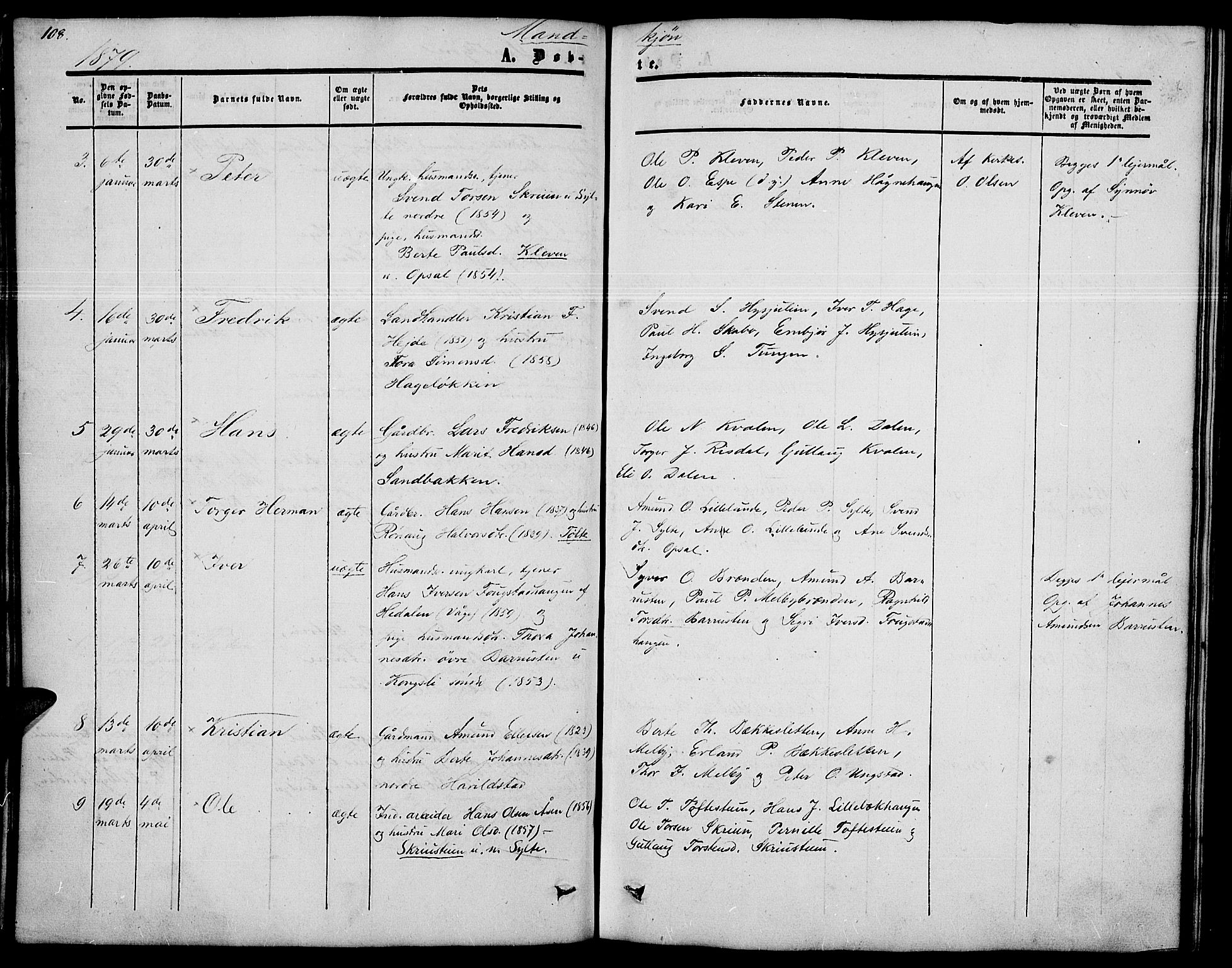 Nord-Fron prestekontor, SAH/PREST-080/H/Ha/Hab/L0002: Parish register (copy) no. 2, 1851-1883, p. 108