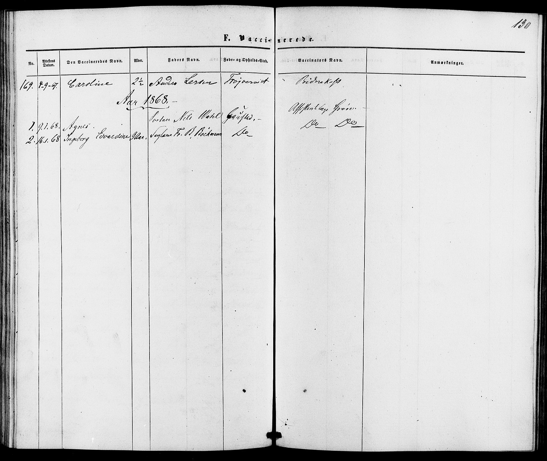 Vestre Aker prestekontor Kirkebøker, SAO/A-10025/K/Ka/L0001: Vaccination register no. 1, 1857-1867, p. 130