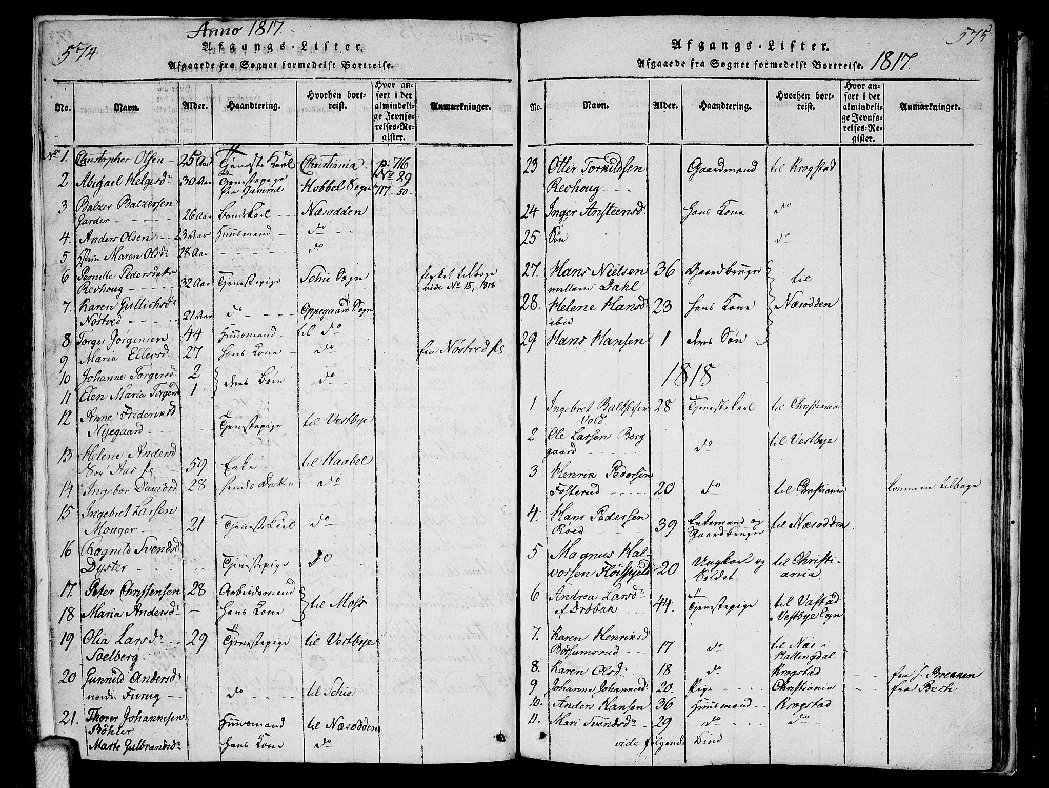 Ås prestekontor Kirkebøker, SAO/A-10894/F/Fa/L0003: Parish register (official) no. I 3, 1814-1818, p. 574-575