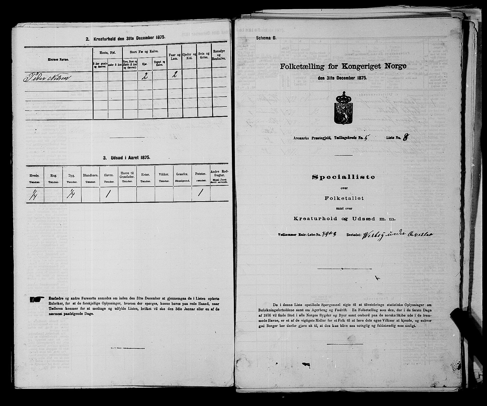 RA, 1875 census for 0118P Aremark, 1875, p. 659