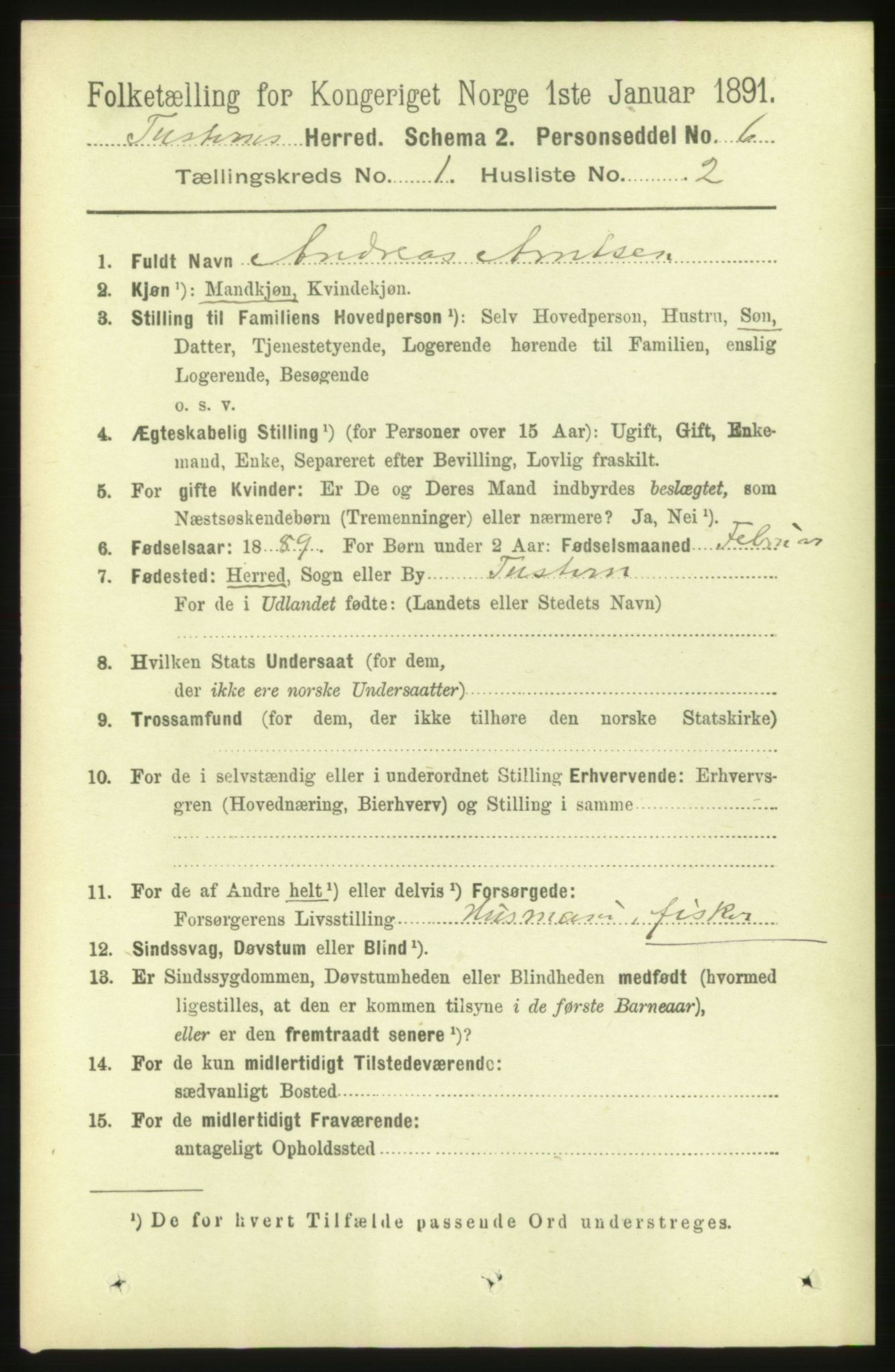 RA, 1891 census for 1572 Tustna, 1891, p. 110