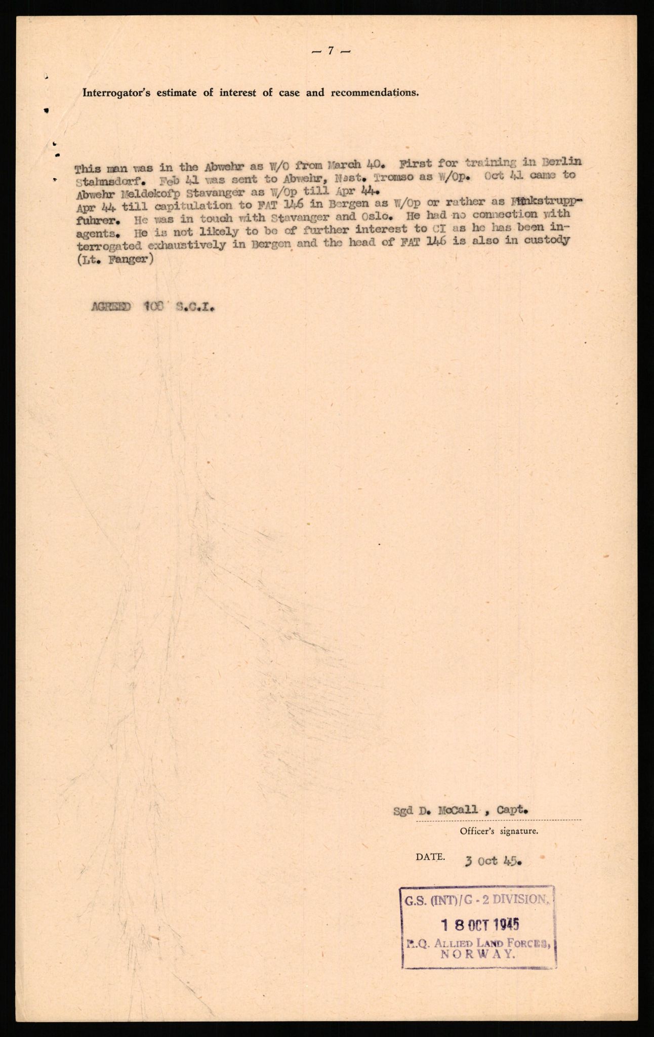 Forsvaret, Forsvarets overkommando II, AV/RA-RAFA-3915/D/Db/L0027: CI Questionaires. Tyske okkupasjonsstyrker i Norge. Tyskere., 1945-1946, p. 472