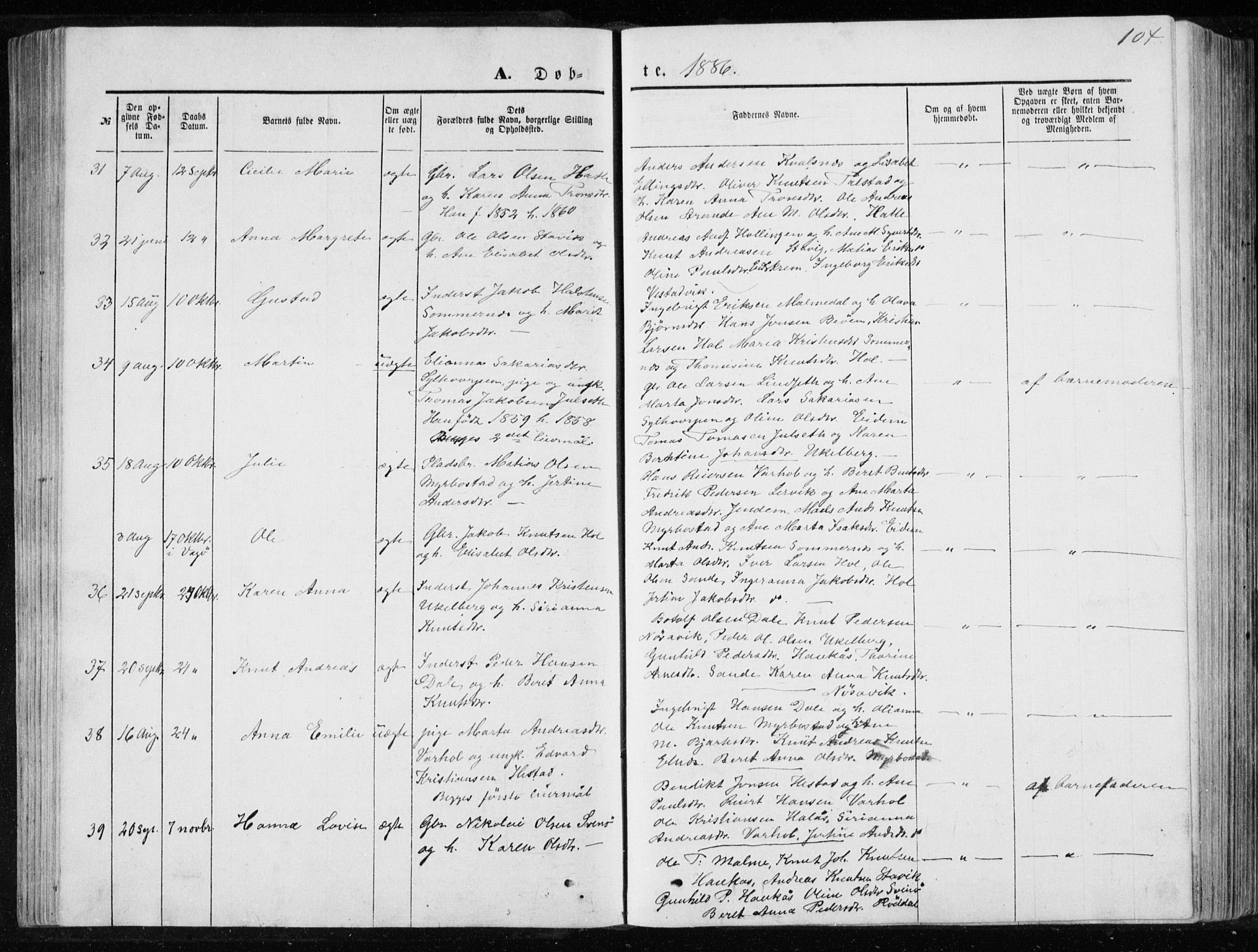 Ministerialprotokoller, klokkerbøker og fødselsregistre - Møre og Romsdal, AV/SAT-A-1454/565/L0754: Parish register (copy) no. 565C03, 1870-1896, p. 104