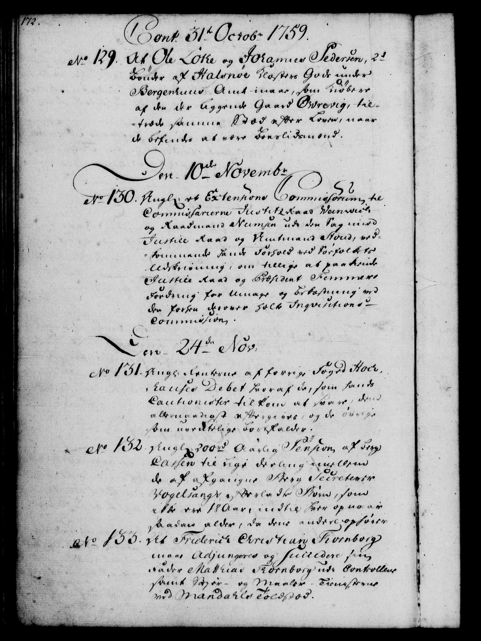 Rentekammeret, Kammerkanselliet, RA/EA-3111/G/Gf/Gfb/L0006: Register til norske relasjons- og resolusjonsprotokoller (merket RK 52.101), 1755-1765, p. 172