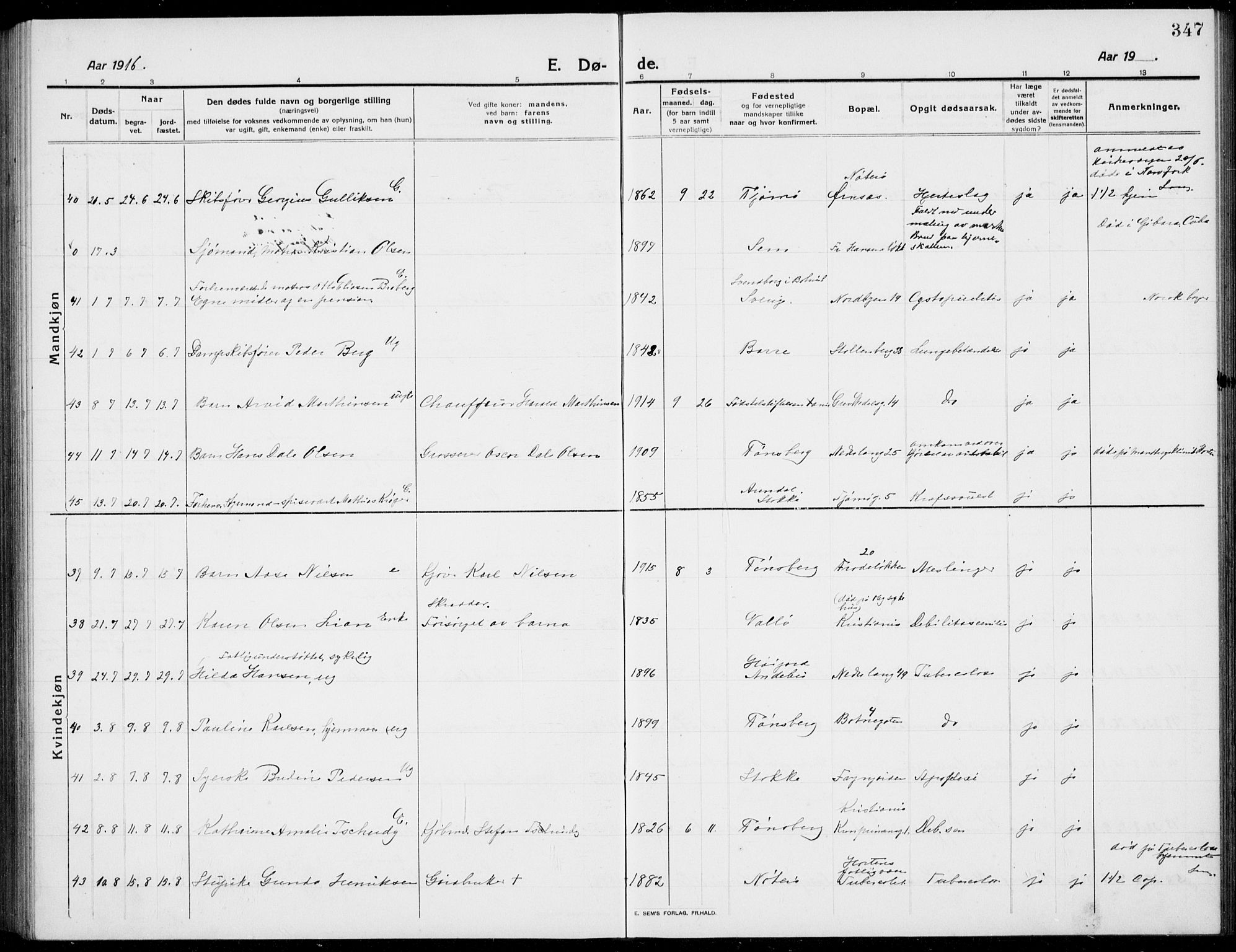 Tønsberg kirkebøker, AV/SAKO-A-330/G/Ga/L0009: Parish register (copy) no. 9, 1913-1920, p. 347