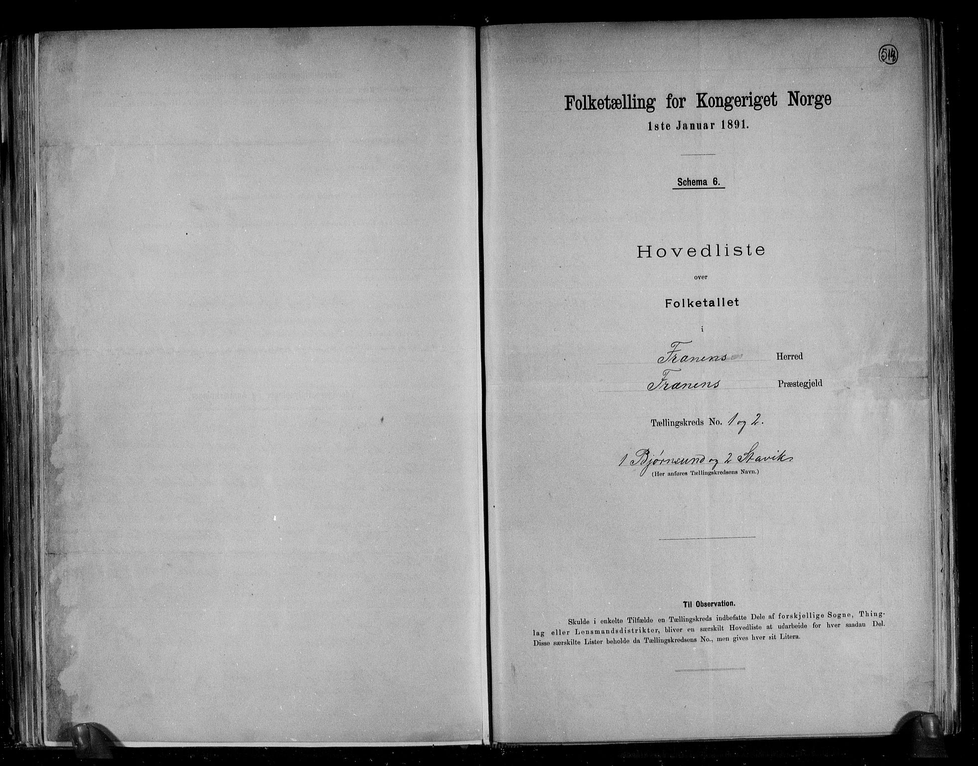 RA, 1891 census for 1548 Fræna, 1891, p. 4