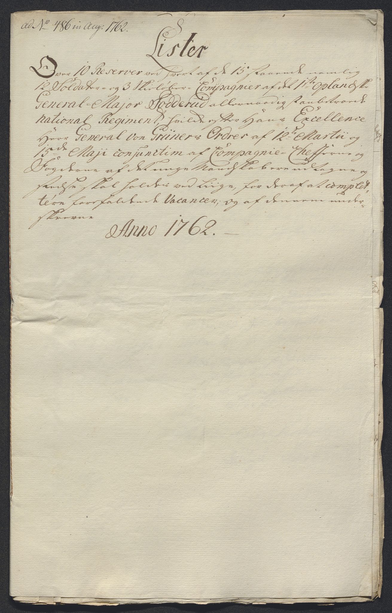 Kommanderende general (KG I) med Det norske krigsdirektorium, AV/RA-EA-5419/E/Ec/L0021: Ruller over nedkommanderte mannskap, 1758-1762, p. 689