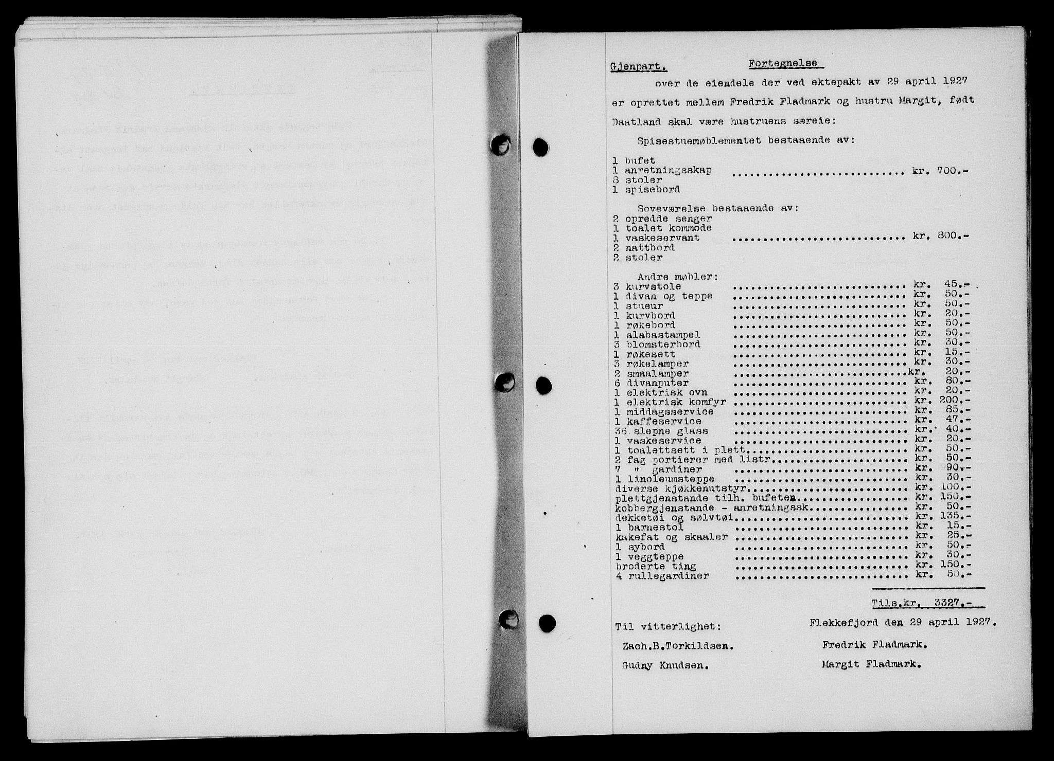 Flekkefjord sorenskriveri, SAK/1221-0001/G/Gb/Gba/L0043: Mortgage book no. 41, 1926-1927, Deed date: 09.05.1927