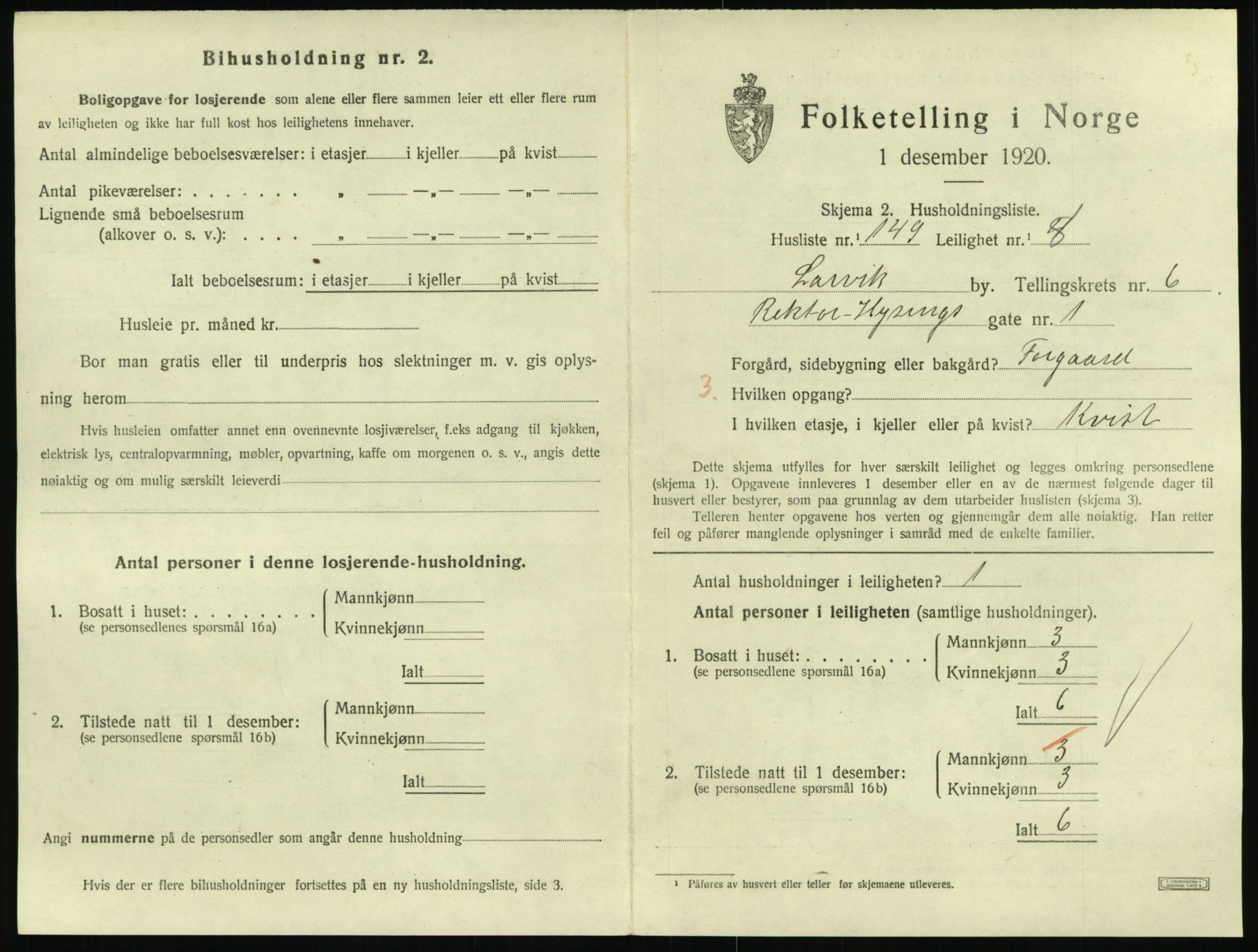 SAKO, 1920 census for Larvik, 1920, p. 5940