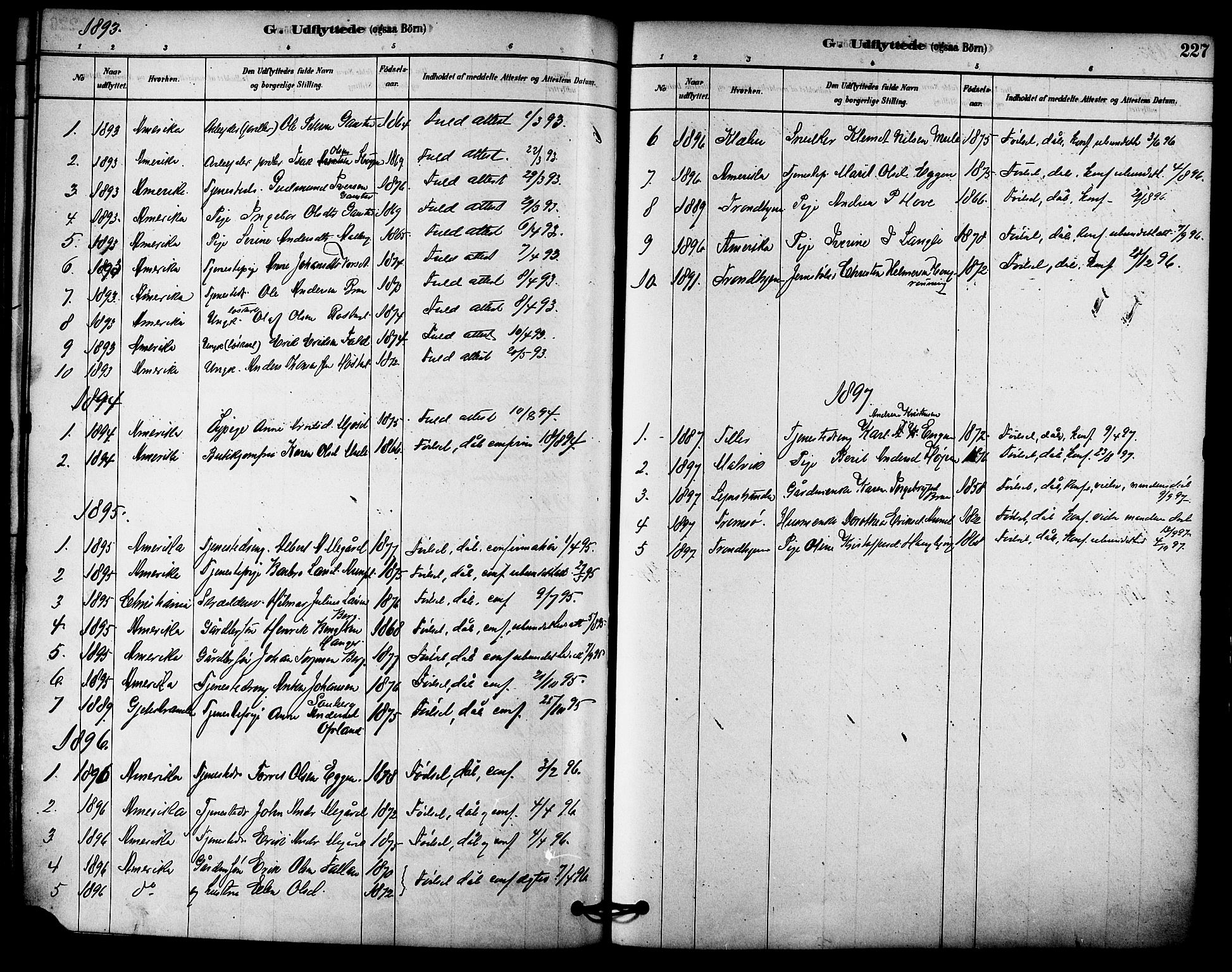 Ministerialprotokoller, klokkerbøker og fødselsregistre - Sør-Trøndelag, SAT/A-1456/612/L0378: Parish register (official) no. 612A10, 1878-1897, p. 227