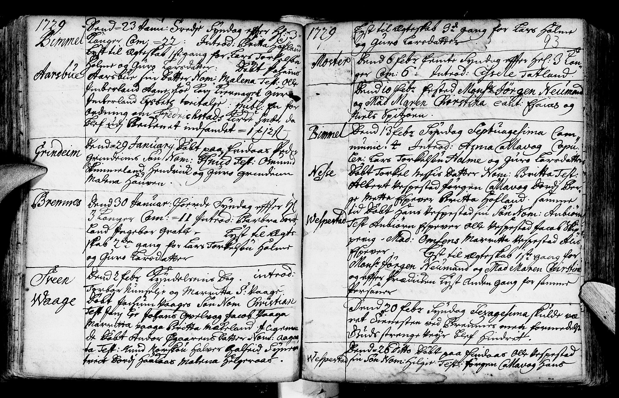 Finnås sokneprestembete, AV/SAB-A-99925/H/Ha/Haa/Haaa/L0001: Parish register (official) no. A 1, 1718-1744, p. 93