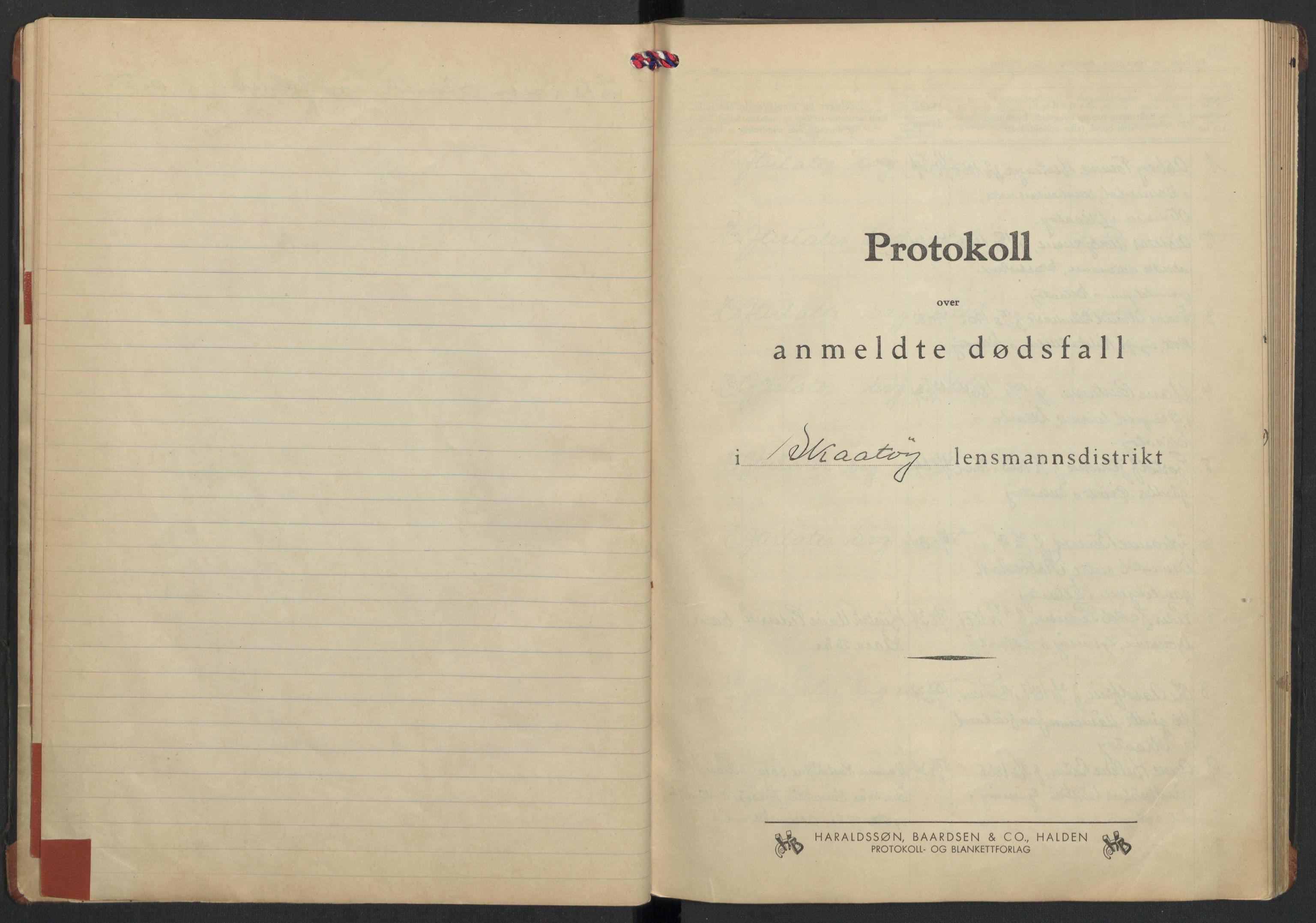 Skåtøy lensmannskontor, AV/SAKO-A-574/H/Ha/L0002: Dødsanmeldelsesprotokoller, 1934-1943