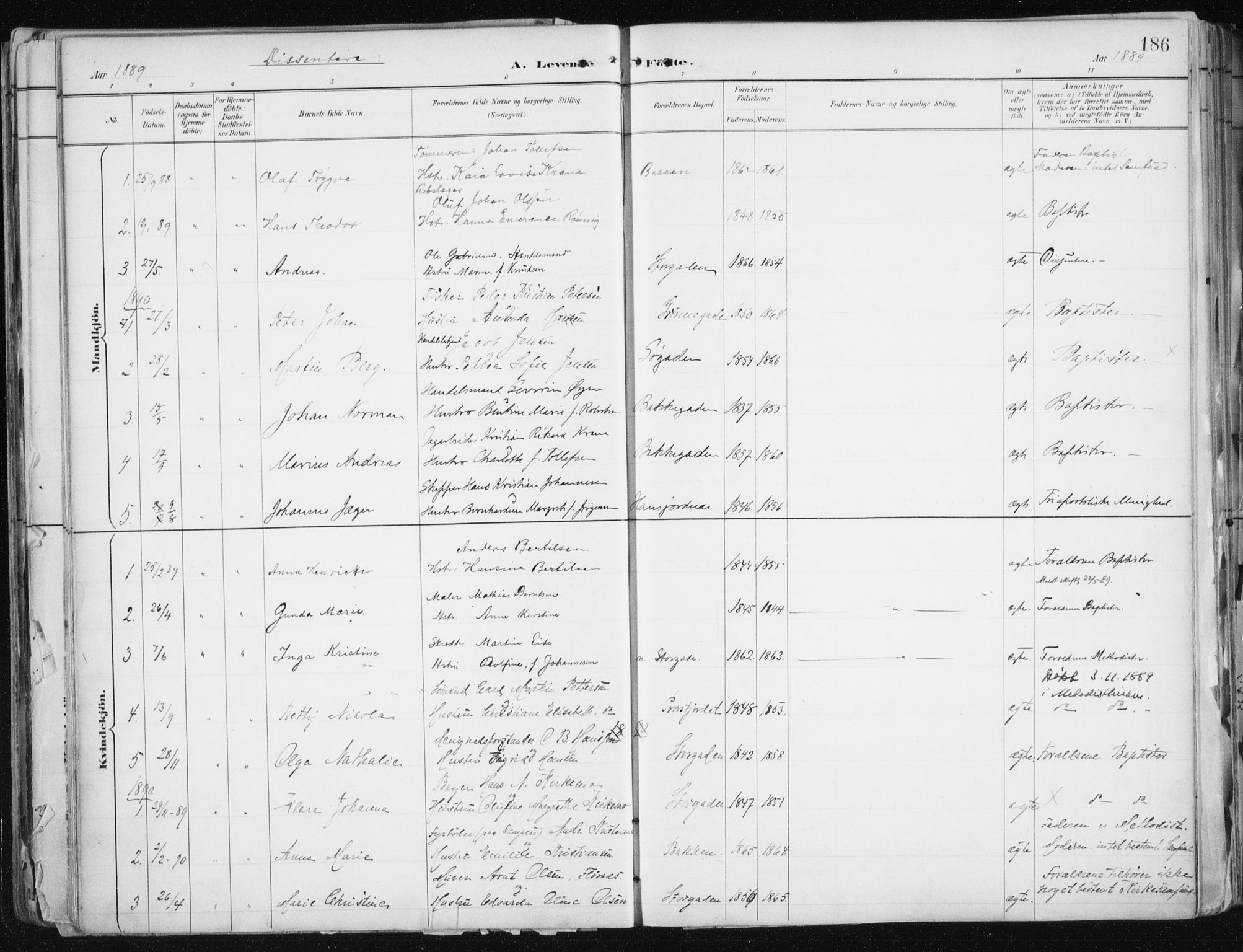 Tromsø sokneprestkontor/stiftsprosti/domprosti, AV/SATØ-S-1343/G/Ga/L0015kirke: Parish register (official) no. 15, 1889-1899, p. 184