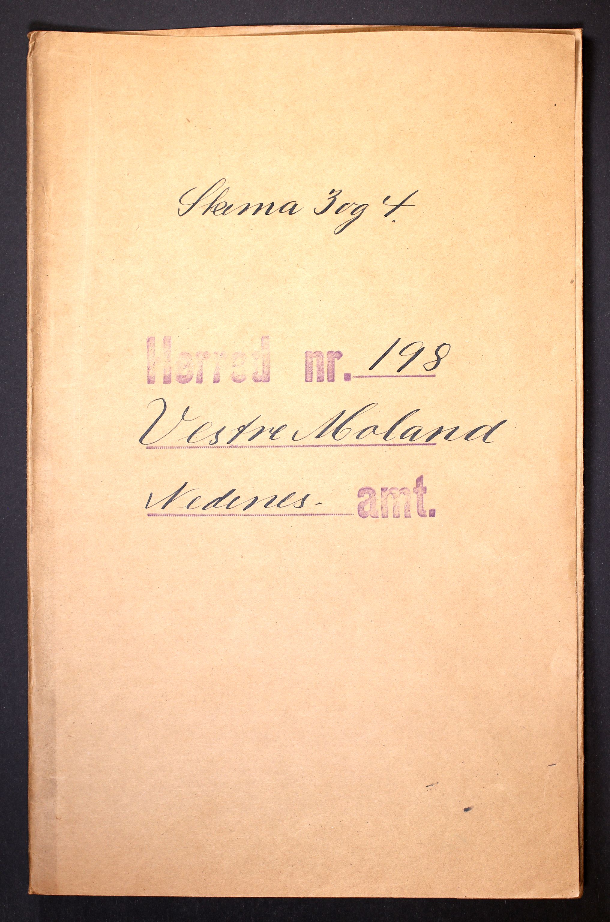 RA, 1910 census for Vestre Moland, 1910, p. 1