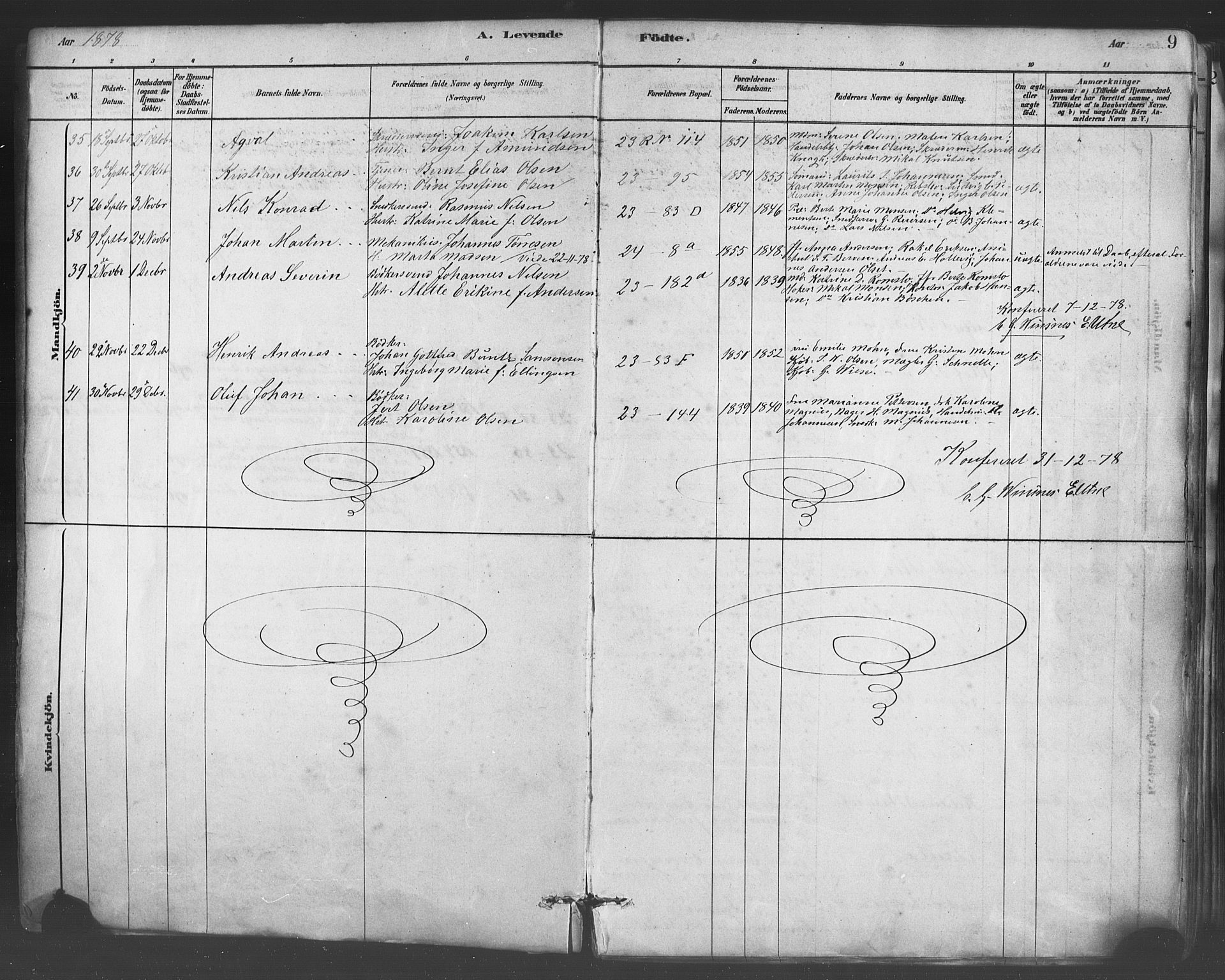 Mariakirken Sokneprestembete, AV/SAB-A-76901/H/Haa/L0007: Parish register (official) no. A 7, 1878-1893, p. 9