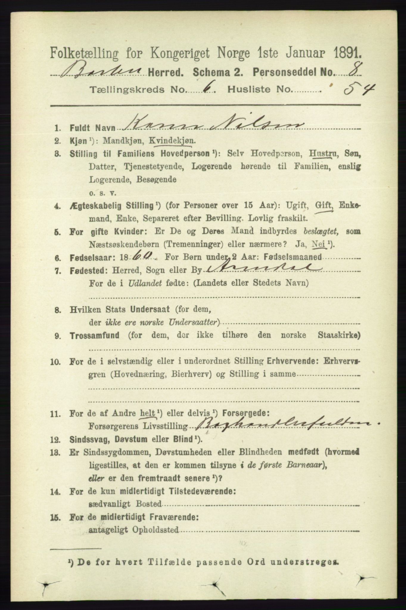 RA, 1891 census for 0990 Barbu, 1891, p. 4835