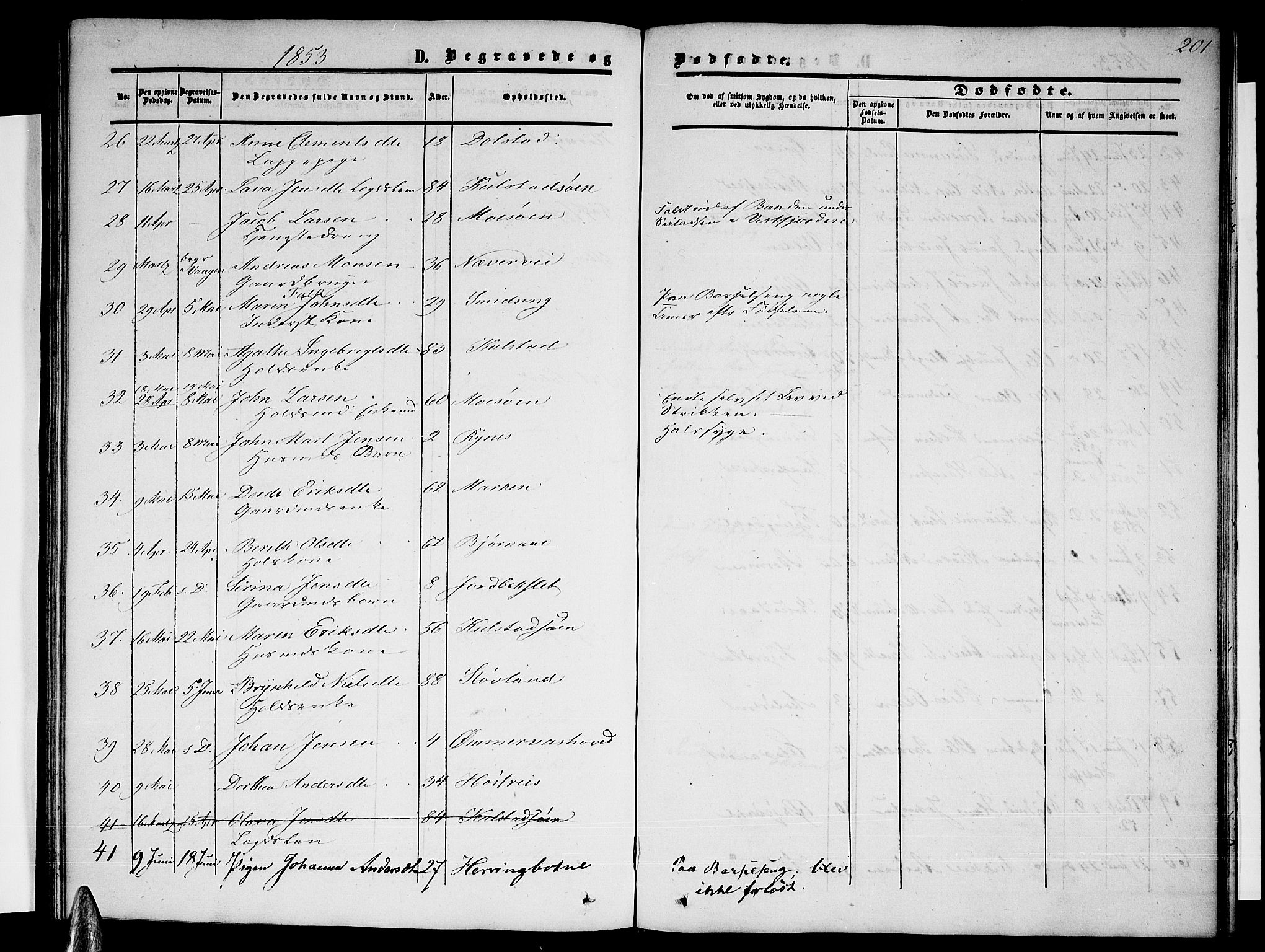 Ministerialprotokoller, klokkerbøker og fødselsregistre - Nordland, SAT/A-1459/820/L0301: Parish register (copy) no. 820C03, 1851-1858, p. 201