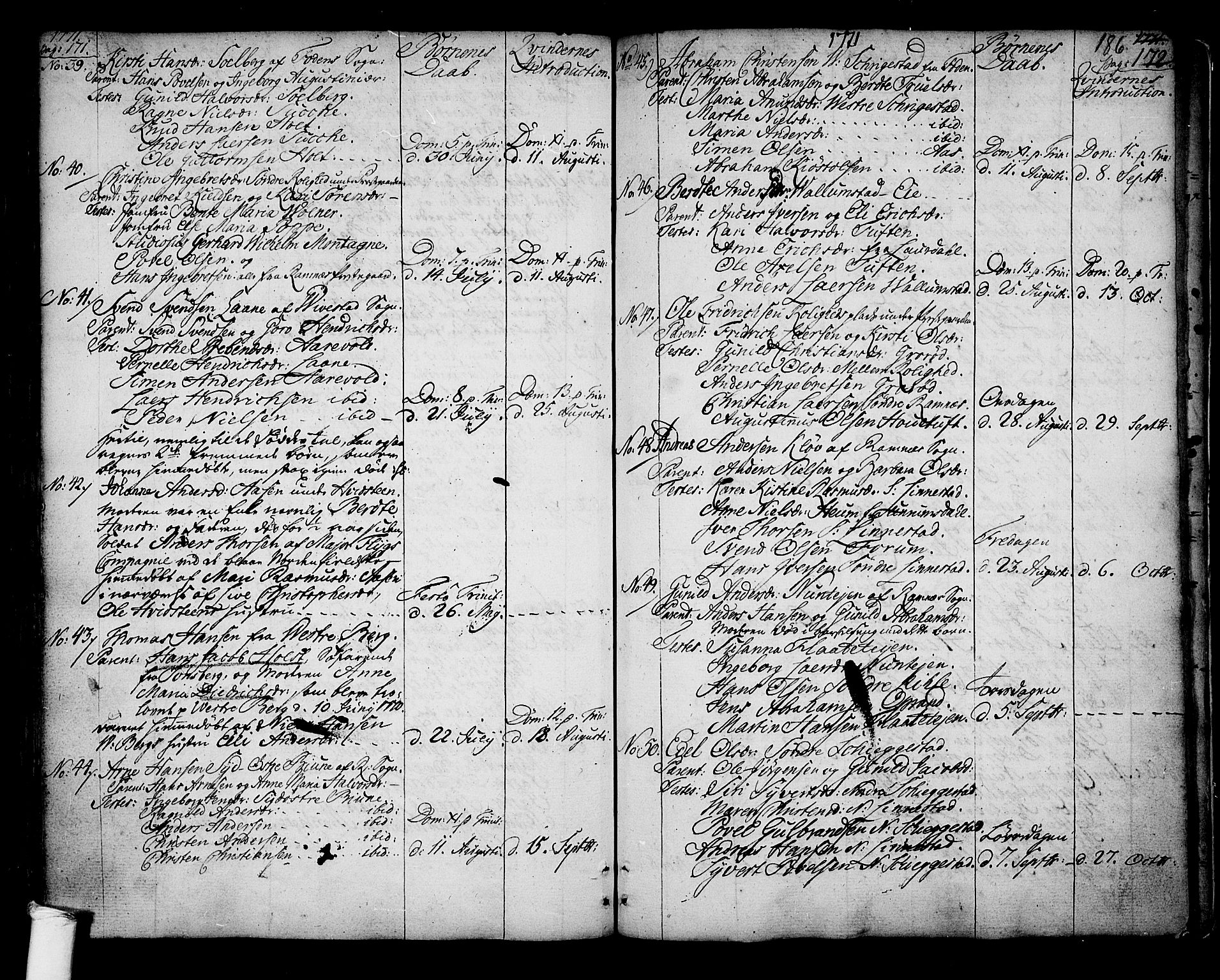 Ramnes kirkebøker, SAKO/A-314/F/Fa/L0001: Parish register (official) no. I 1, 1732-1774, p. 186
