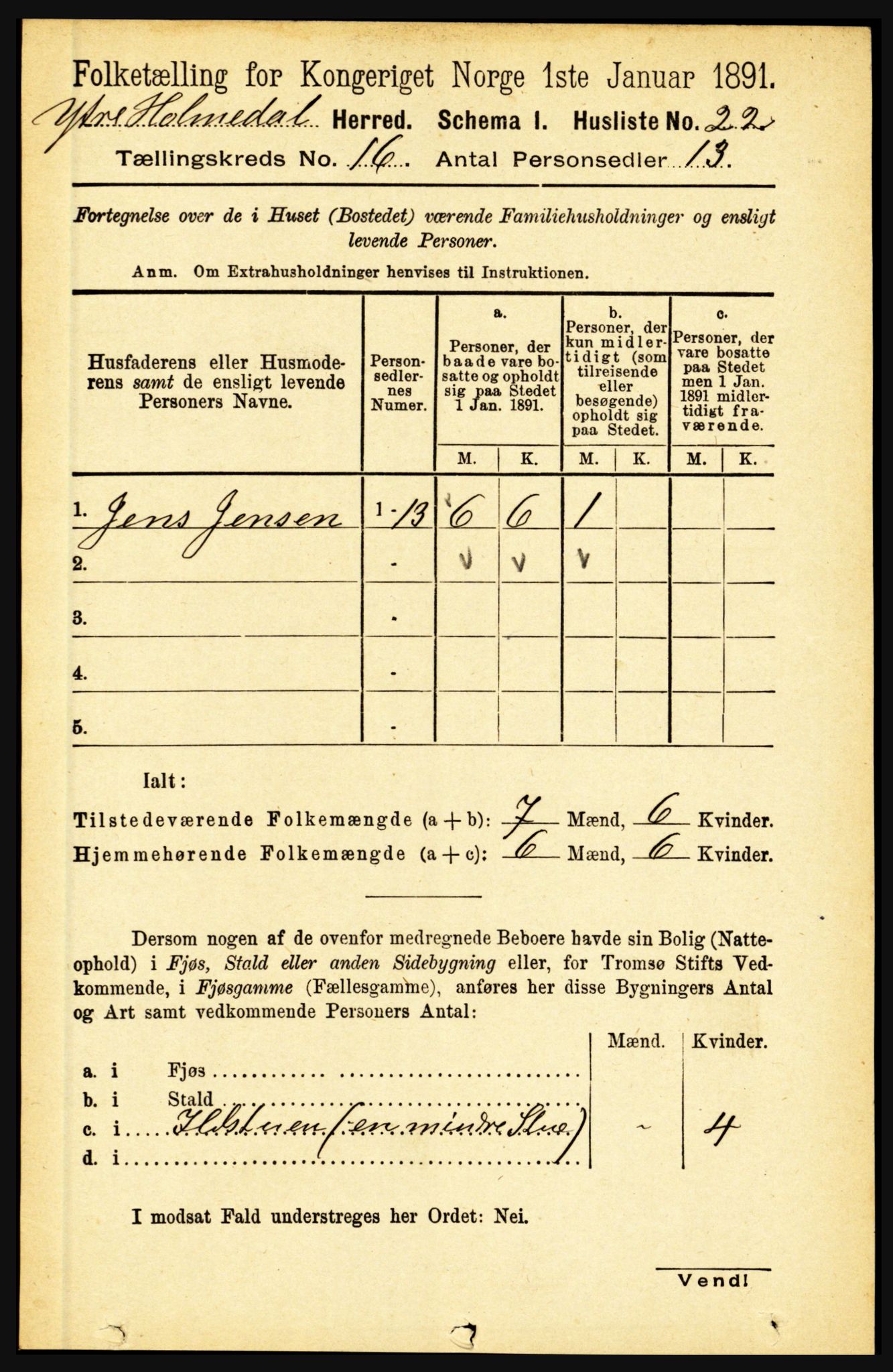 RA, 1891 census for 1429 Ytre Holmedal, 1891, p. 4218