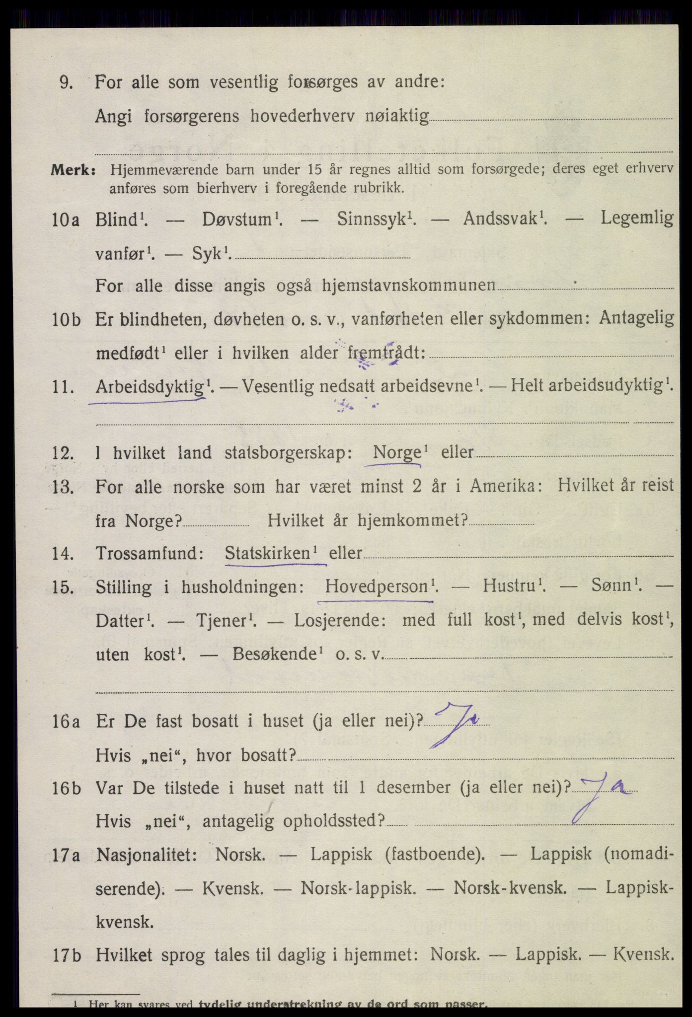 SAT, 1920 census for Stod, 1920, p. 1285