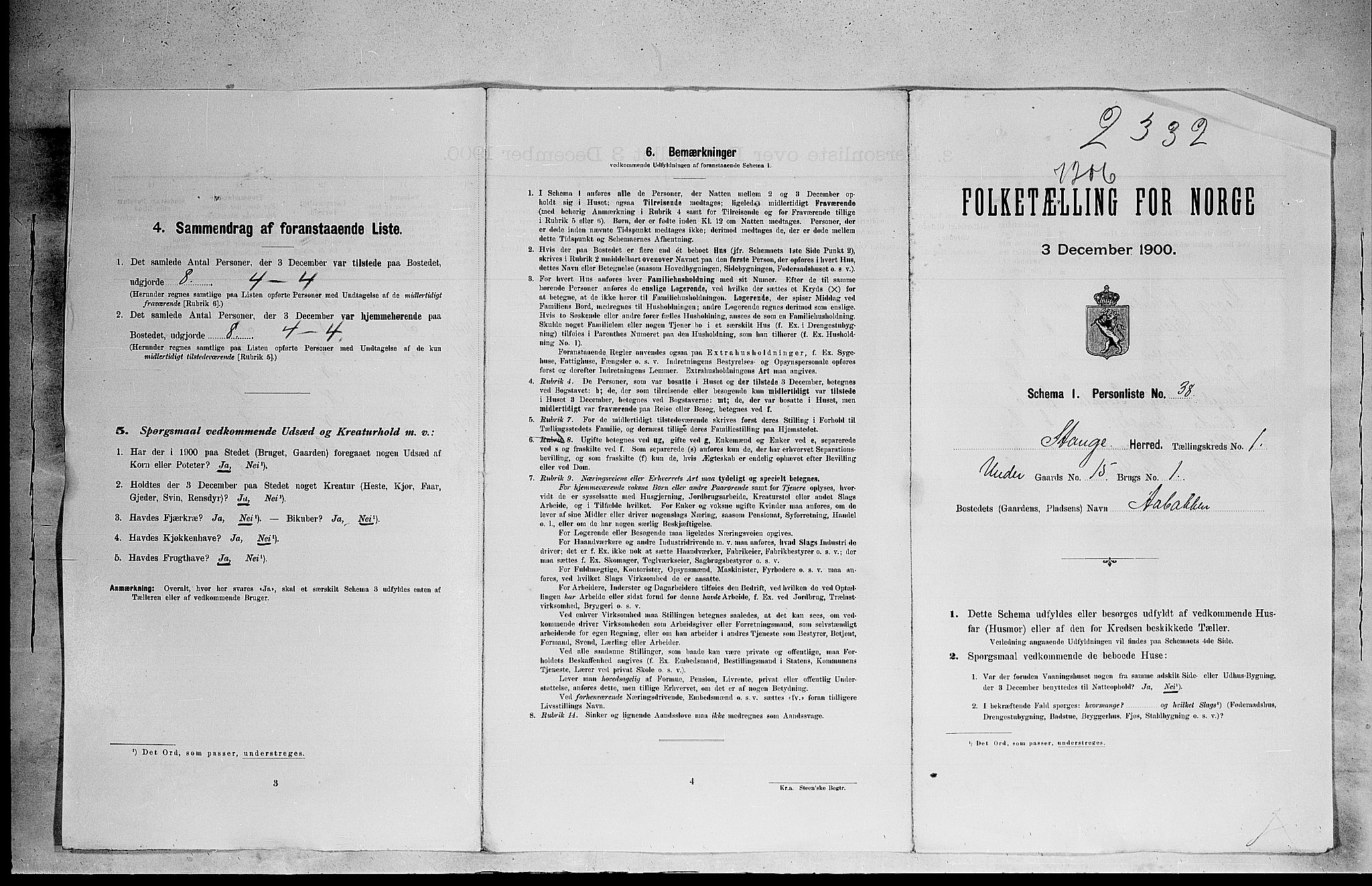 SAH, 1900 census for Stange, 1900, p. 68