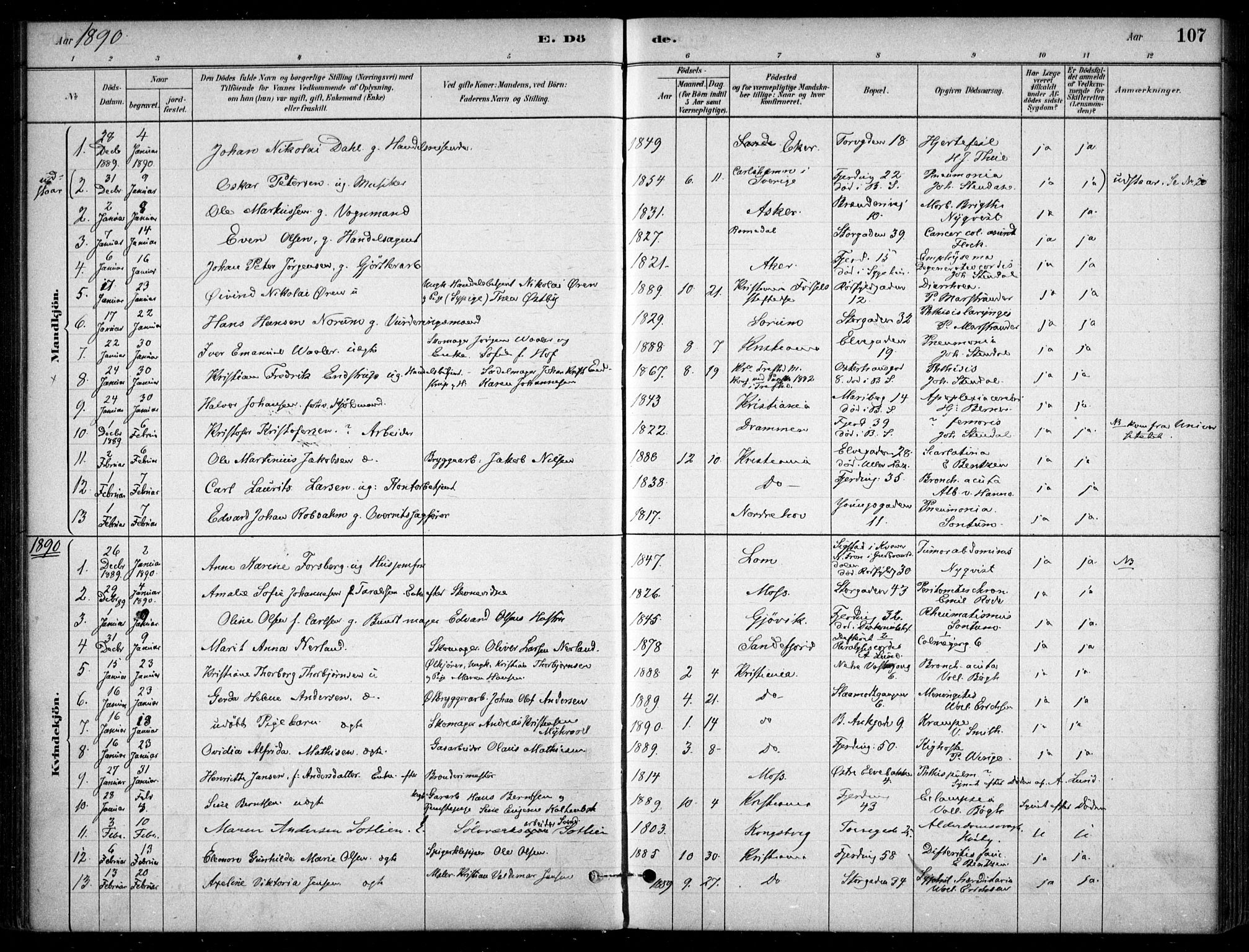 Jakob prestekontor Kirkebøker, SAO/A-10850/F/Fa/L0007: Parish register (official) no. 7, 1880-1905, p. 107