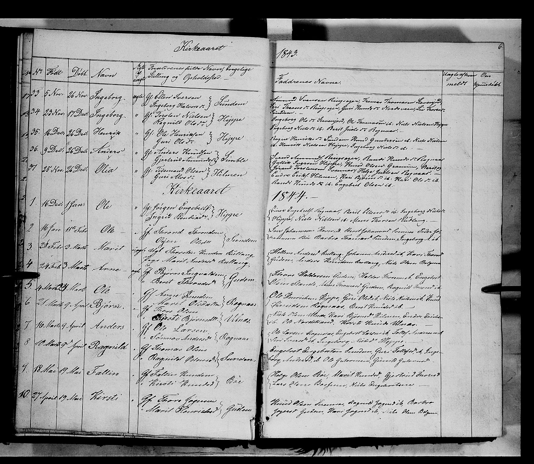 Nord-Aurdal prestekontor, AV/SAH-PREST-132/H/Ha/Haa/L0006: Parish register (official) no. 6, 1842-1863, p. 6