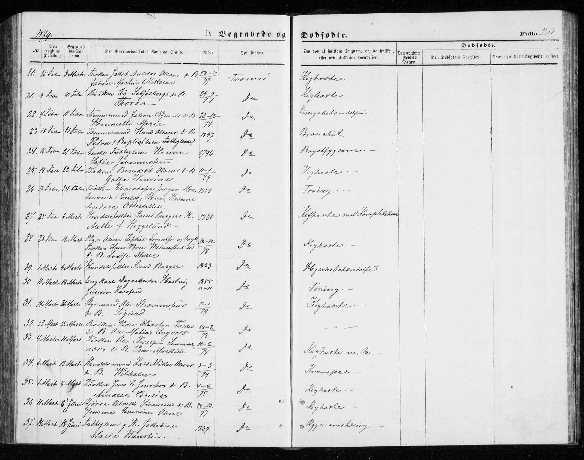 Tromsø sokneprestkontor/stiftsprosti/domprosti, AV/SATØ-S-1343/G/Gb/L0008klokker: Parish register (copy) no. 8, 1875-1879, p. 261