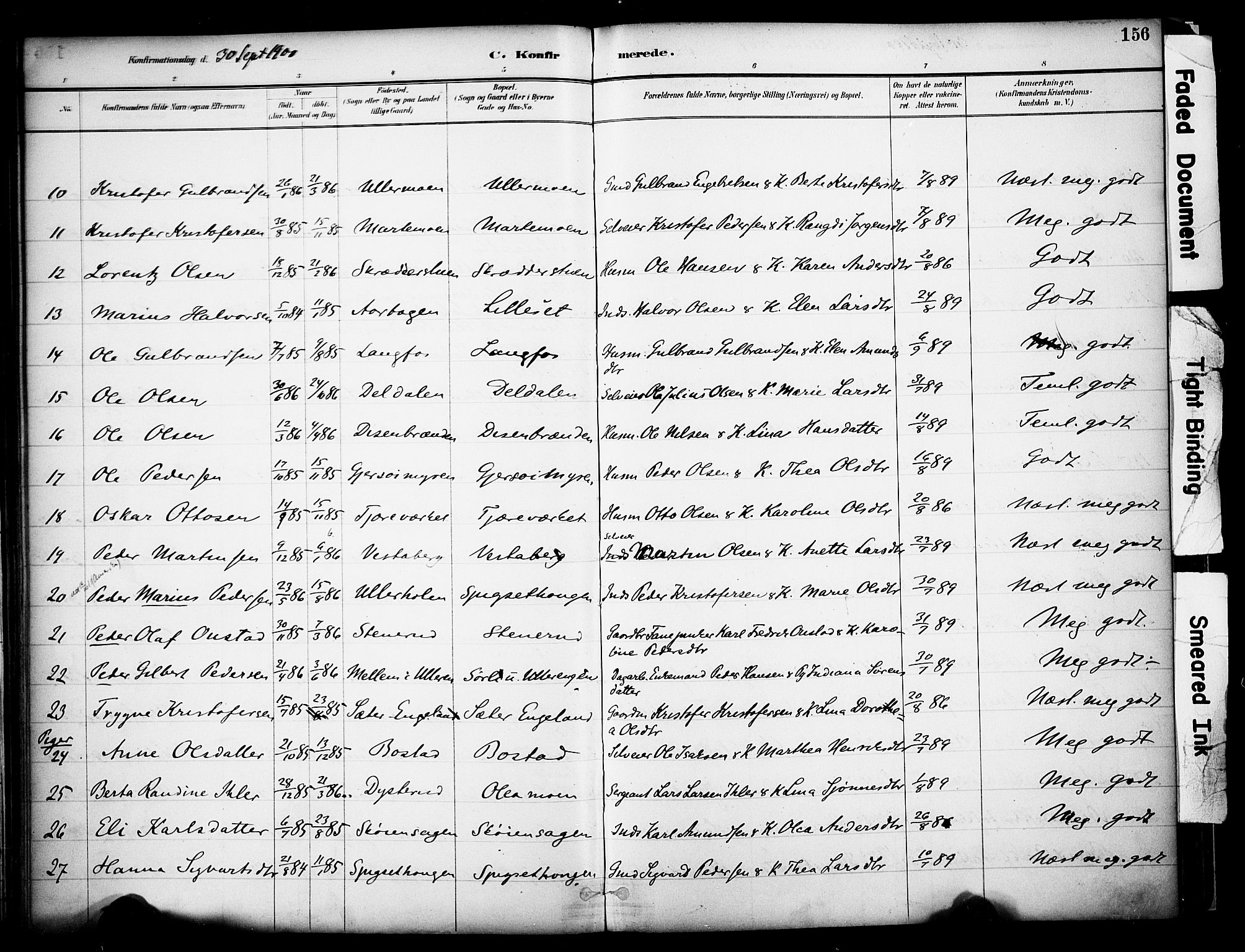 Sør-Odal prestekontor, AV/SAH-PREST-030/H/Ha/Haa/L0008: Parish register (official) no. 8, 1886-1922, p. 156