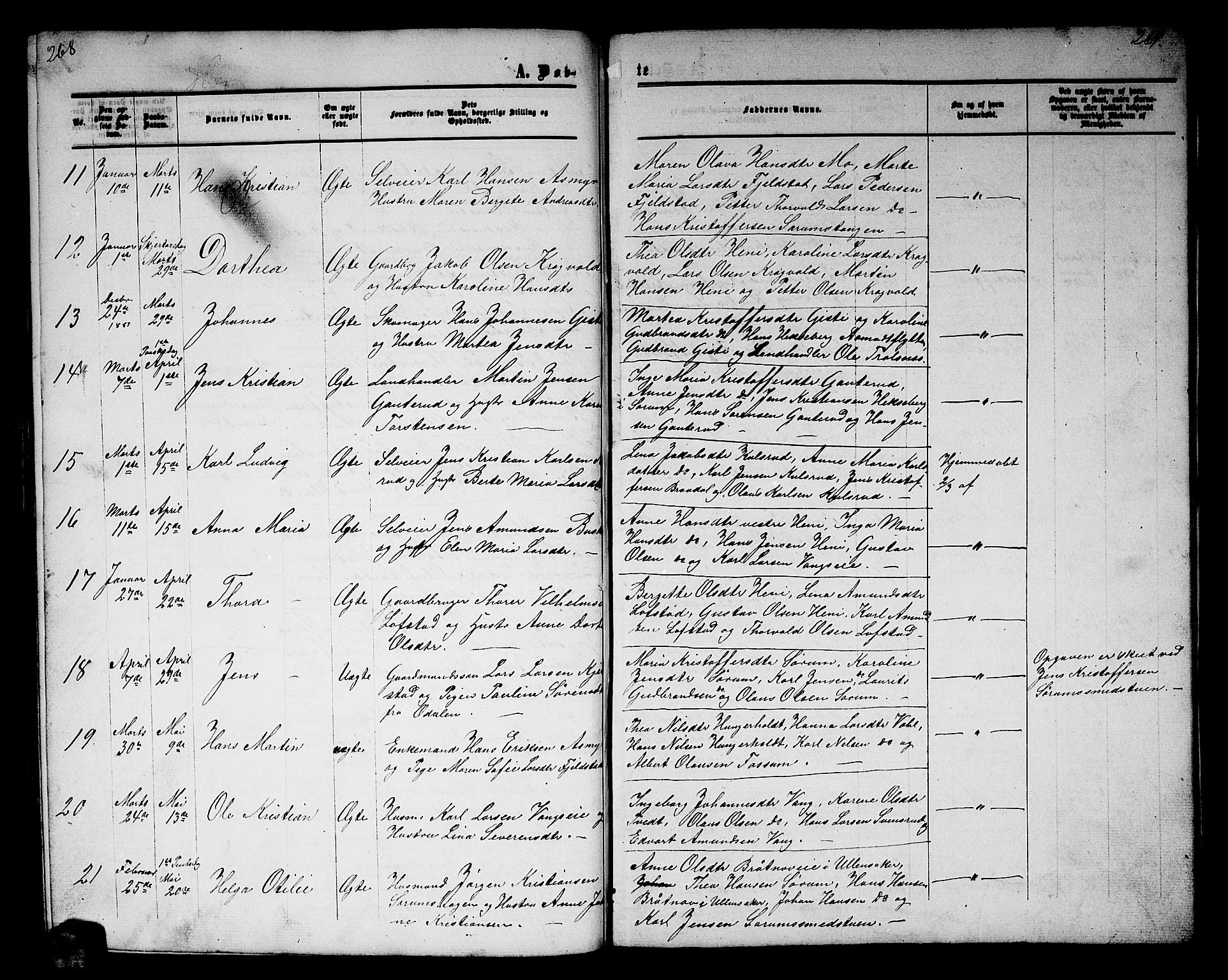 Gjerdrum prestekontor Kirkebøker, AV/SAO-A-10412b/G/Ga/L0004: Parish register (copy) no. I 4, 1858-1890, p. 268-269