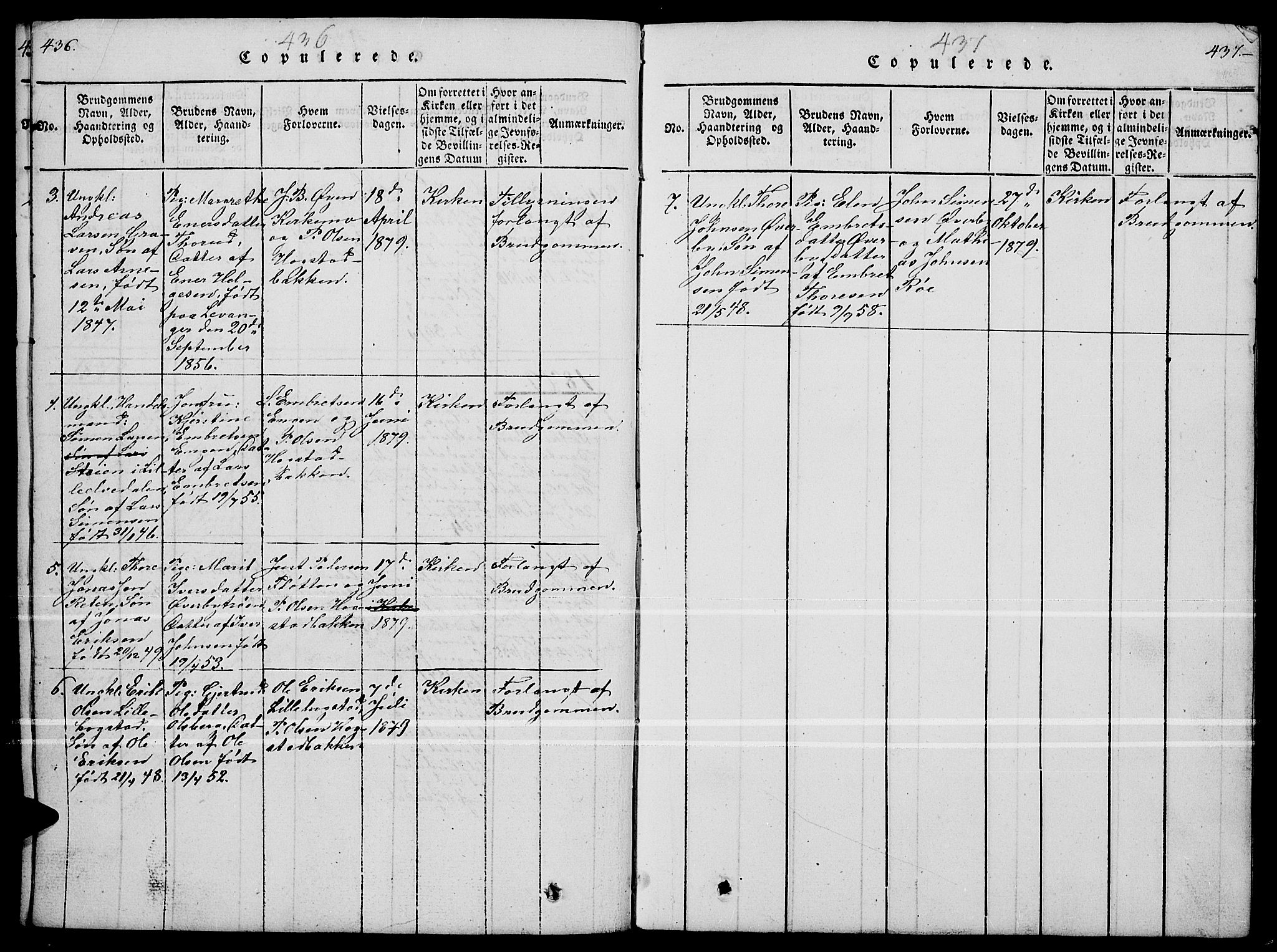 Tynset prestekontor, SAH/PREST-058/H/Ha/Hab/L0004: Parish register (copy) no. 4, 1814-1879, p. 436-437
