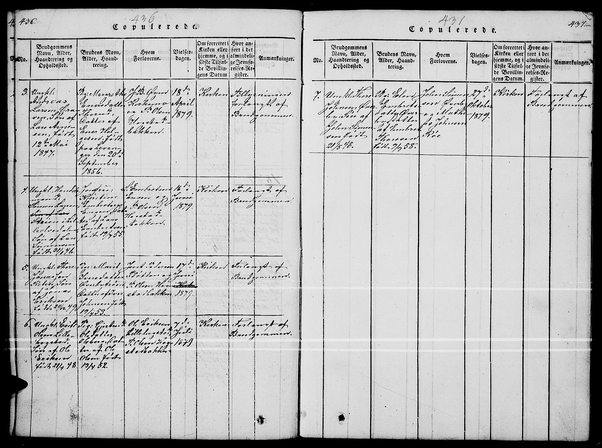 Tynset prestekontor, AV/SAH-PREST-058/H/Ha/Hab/L0004: Parish register (copy) no. 4, 1814-1879, p. 436-437