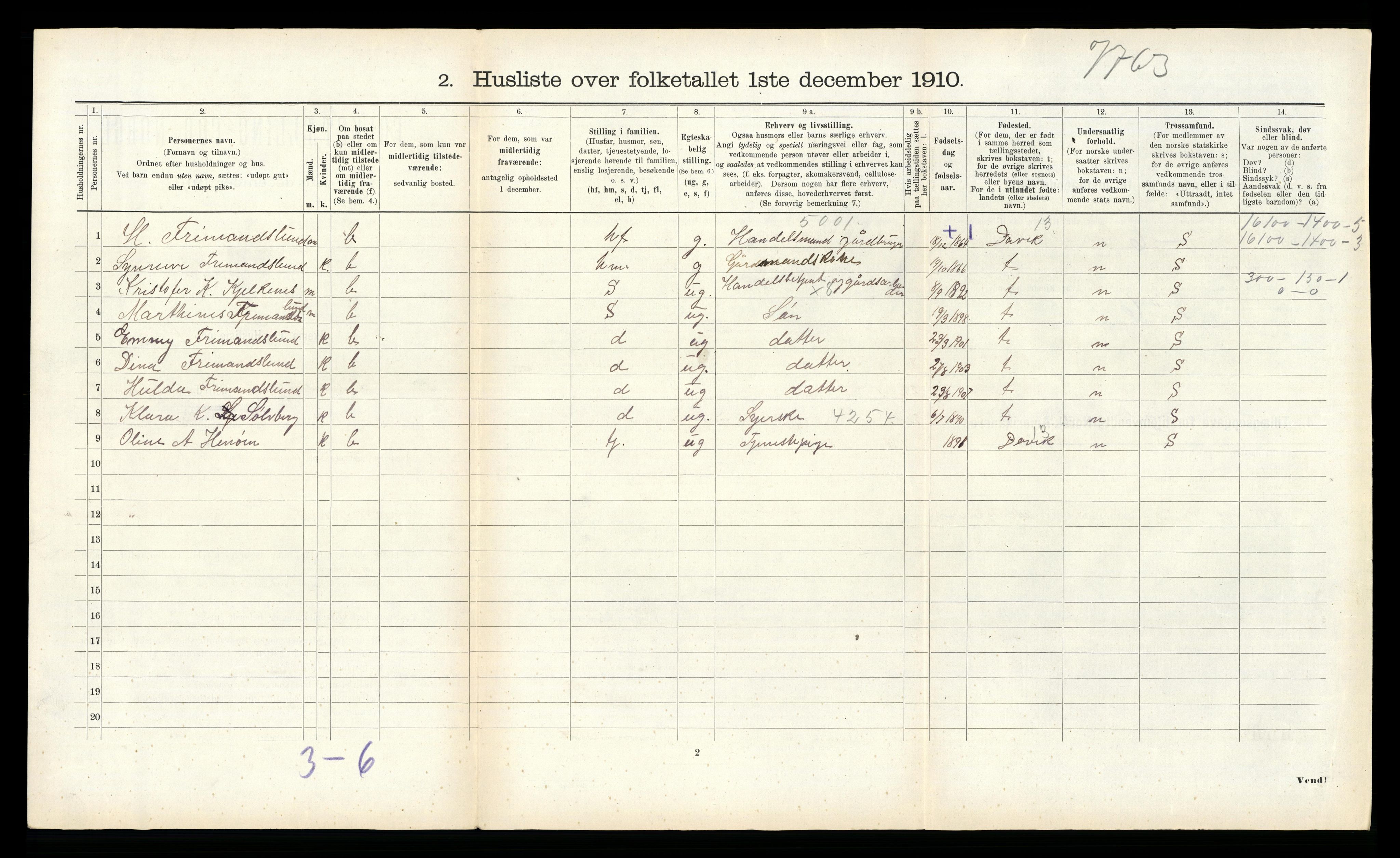 RA, 1910 census for Bremanger, 1910, p. 668