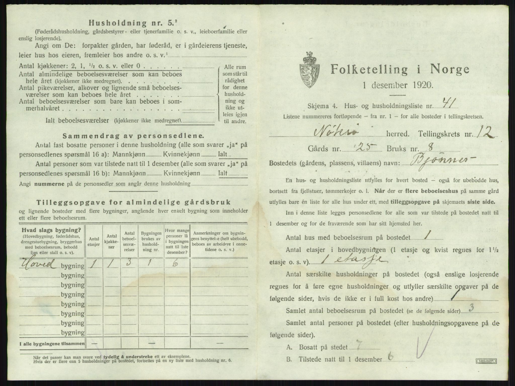 SAKO, 1920 census for Nøtterøy, 1920, p. 2533
