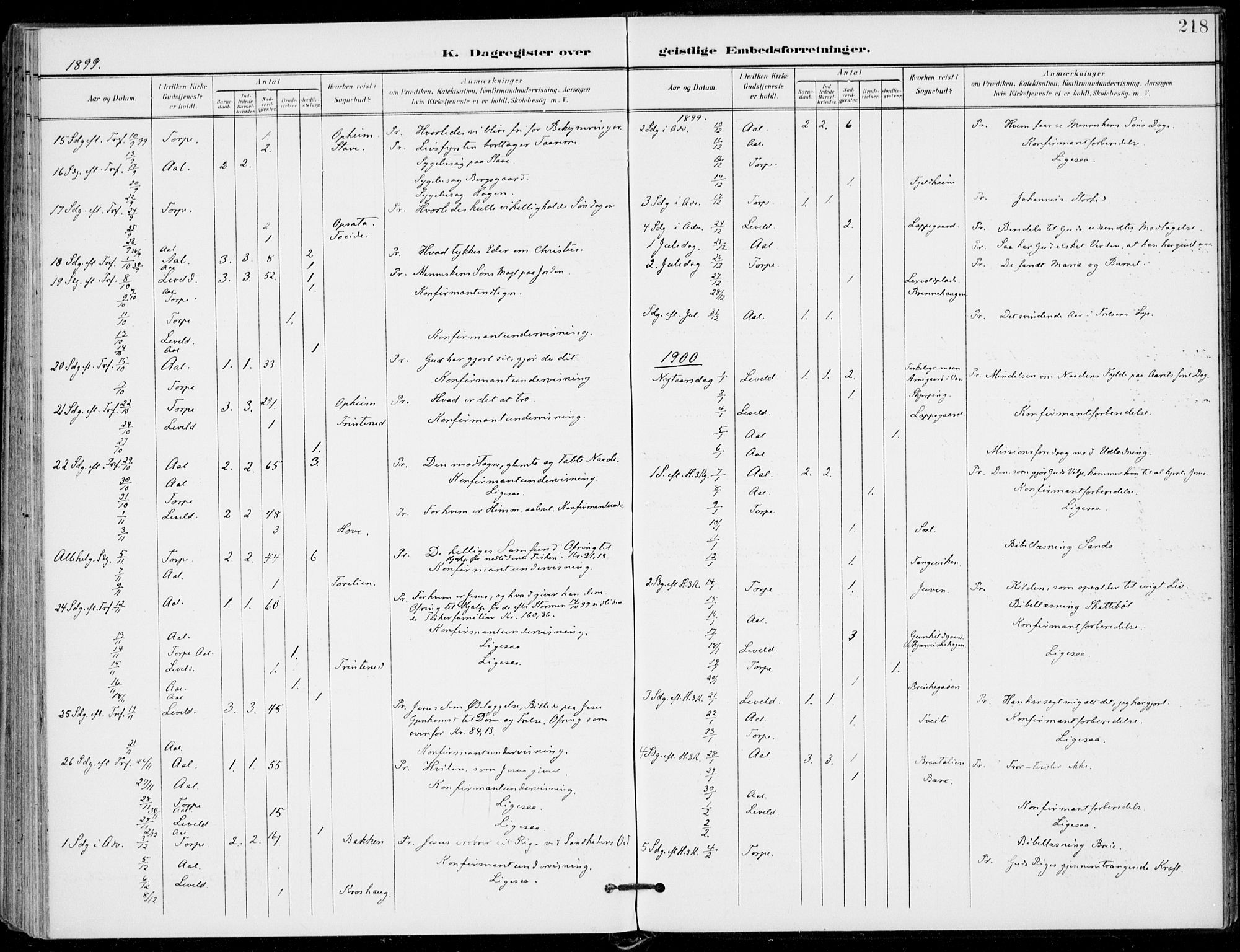 Ål kirkebøker, SAKO/A-249/F/Fa/L0009: Parish register (official) no. I 9, 1897-1915, p. 218