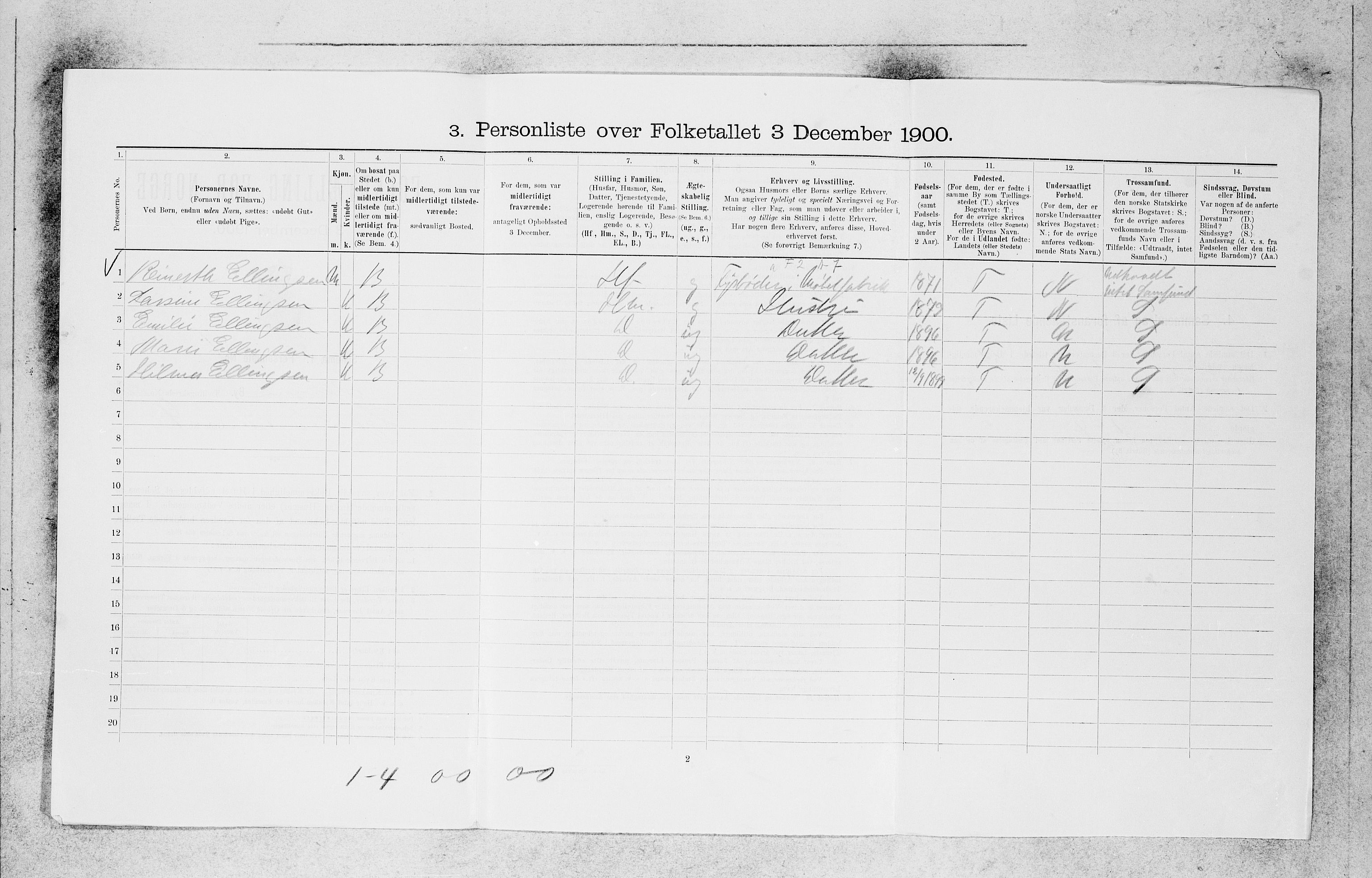 SAB, 1900 census for Bergen, 1900, p. 28464